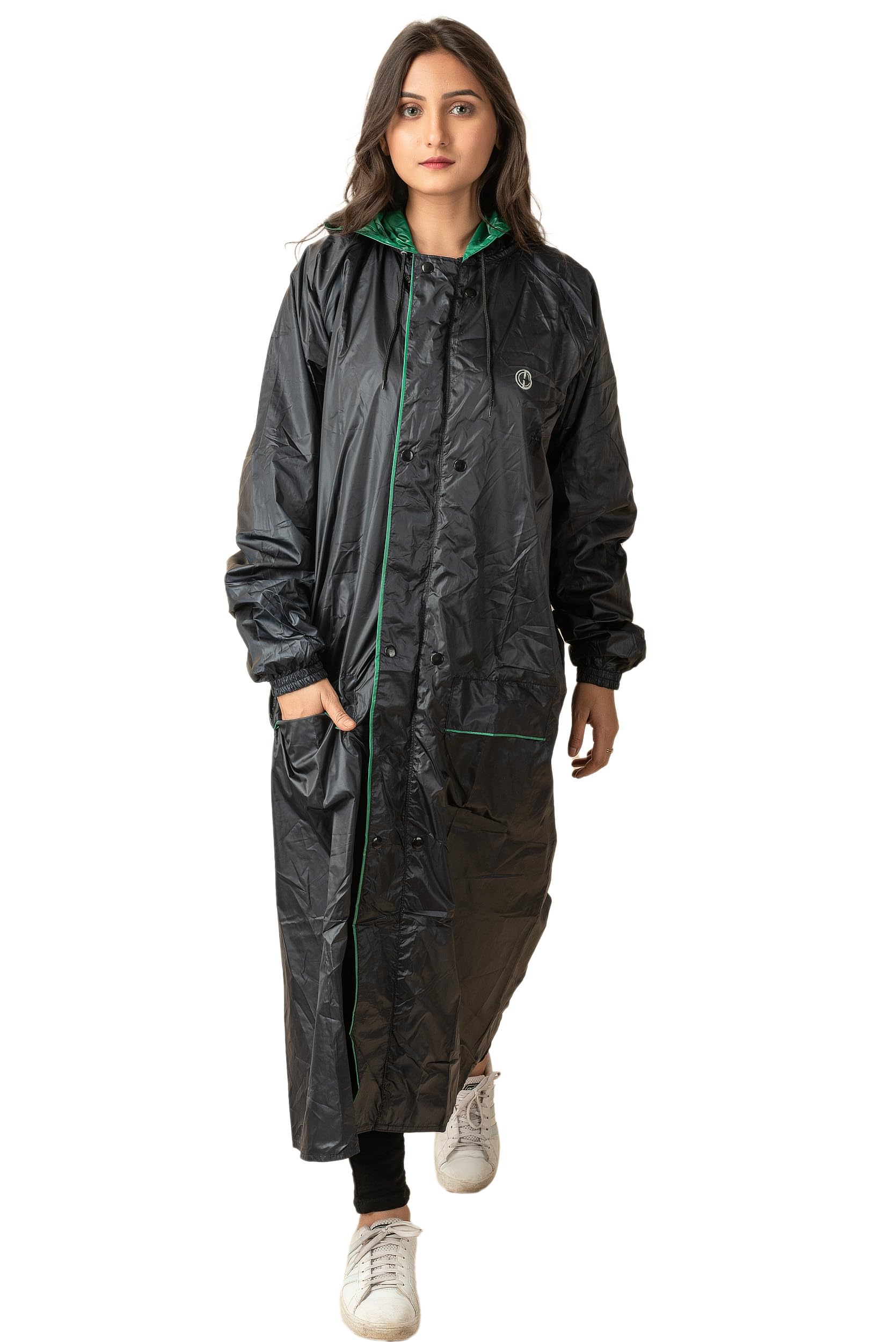 THE DRY CAPE® MetroGuard Women’s Full Length Reversible Raincoat | Waterproof 2-Layer with Hood & Packable Pouch | Safety Reflective Trim | Daily Commute & Travel Friendly