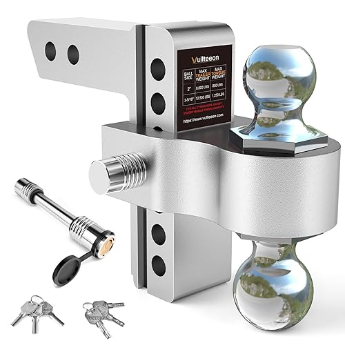 Adjustable Trailer Hitch, Drop Hitch for 2 Inch Receiver,Vullteeon 6