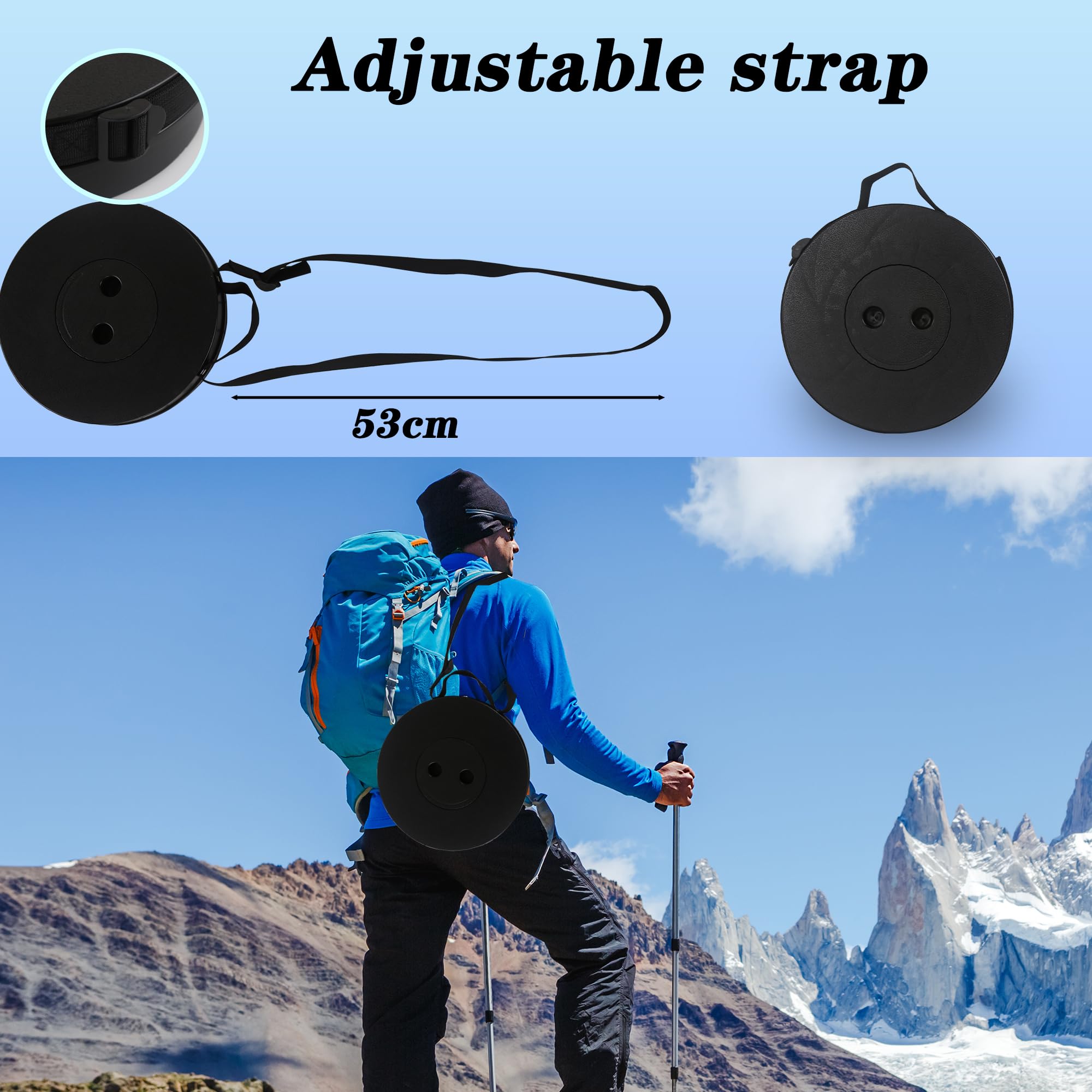 2pcs Silla Plegable Ligera, Capacidad Máxima de Carga 215kg / 470pound, 7 Alturas Ajustables, Taburete Plegable Senderismo, Pesca, Viajes, Barbacoa, Jardín, Aire Libre, Interior Negro