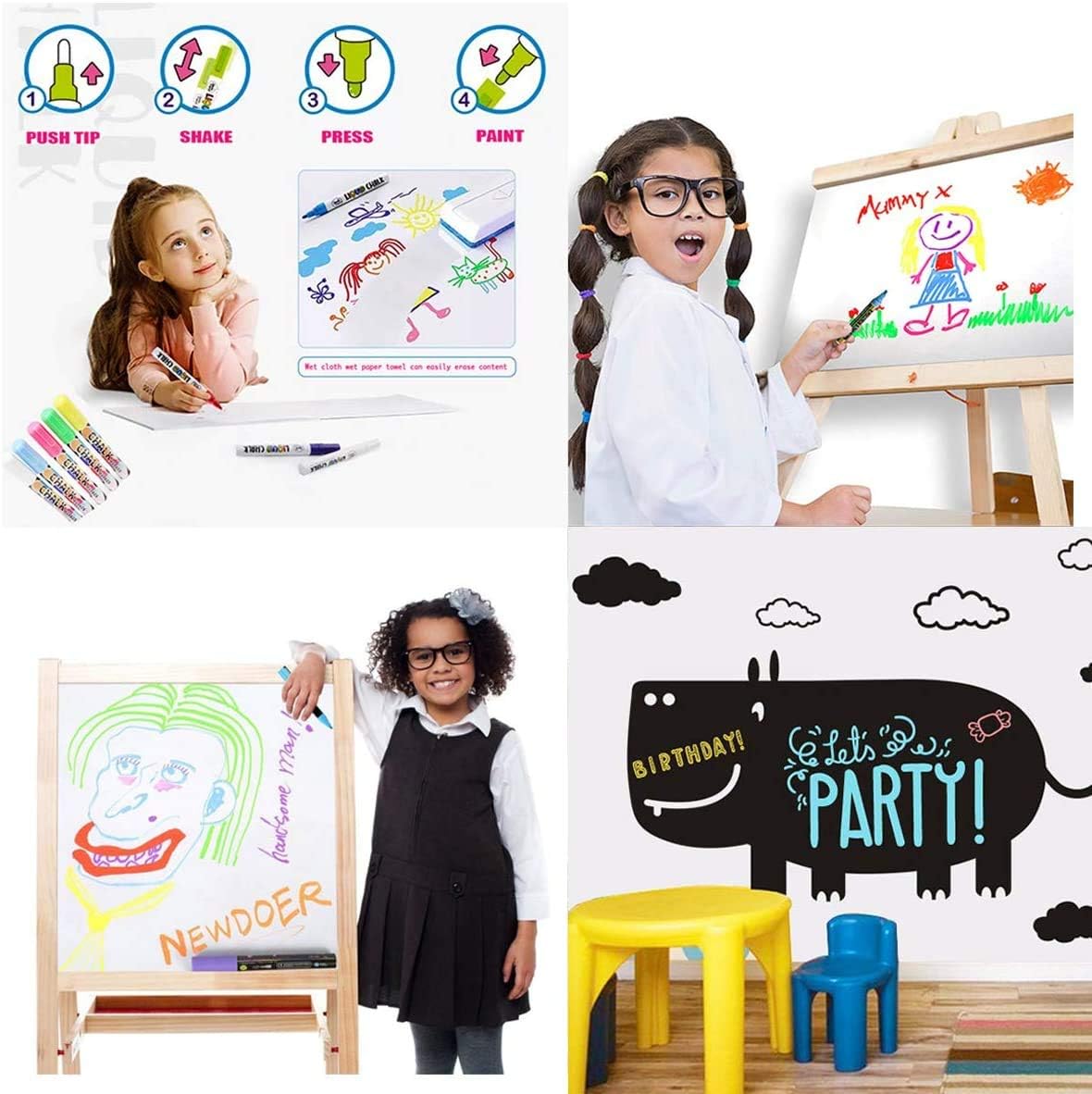 Chalk Markers, OUTWIT Macaroon Premium Erasable Chalkboard Neon Pens for Decor, 8 Packs Non-Toxic Window Markers with Chisel or Fine Tip, 16 Labels, Drawing Markers for Kids Art Easter Eggs : Office Products