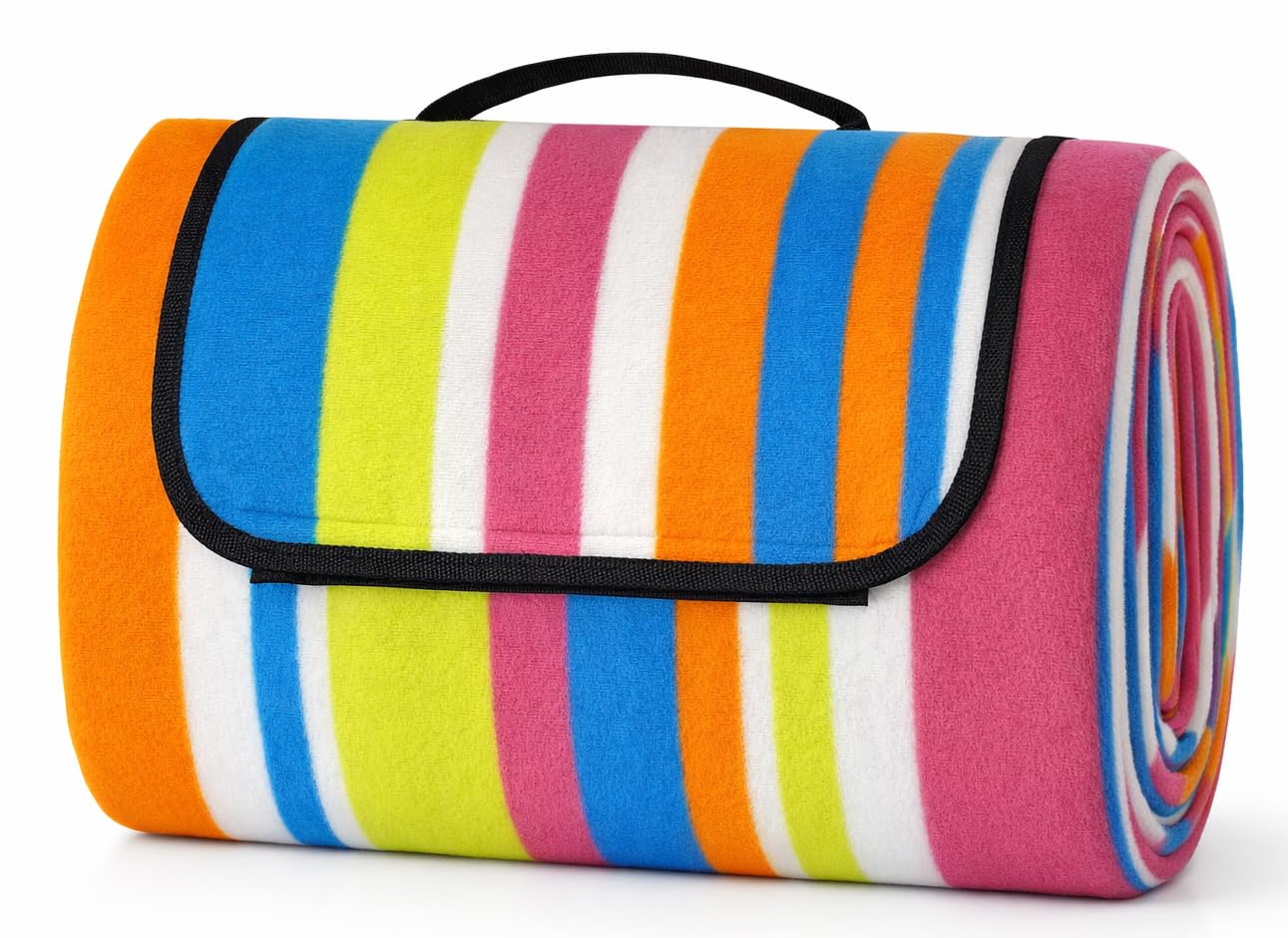 Adore Home 150x200cm Large Outdoor Picnic Blanket with Waterproof Reverse and Soft Fleece Top, Stripes