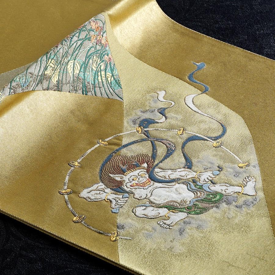 Amazon.co.jp: 袋帯 風神雷神 風雨草花図 本金引箔袋 西陣 とみや織物  