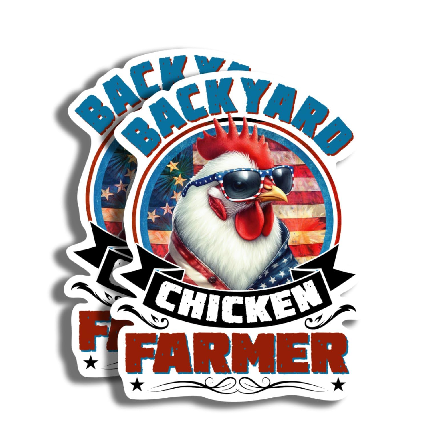 Backyard Chicken Farmer Stickers - Chicken Mama - Chicken Lover - Chicken Farmer - 5" On Longest Side - 2 Pack - High Adhesive Tack - Bumper Stickers for Cars, Truck, SUV - Made in USA - PLS116