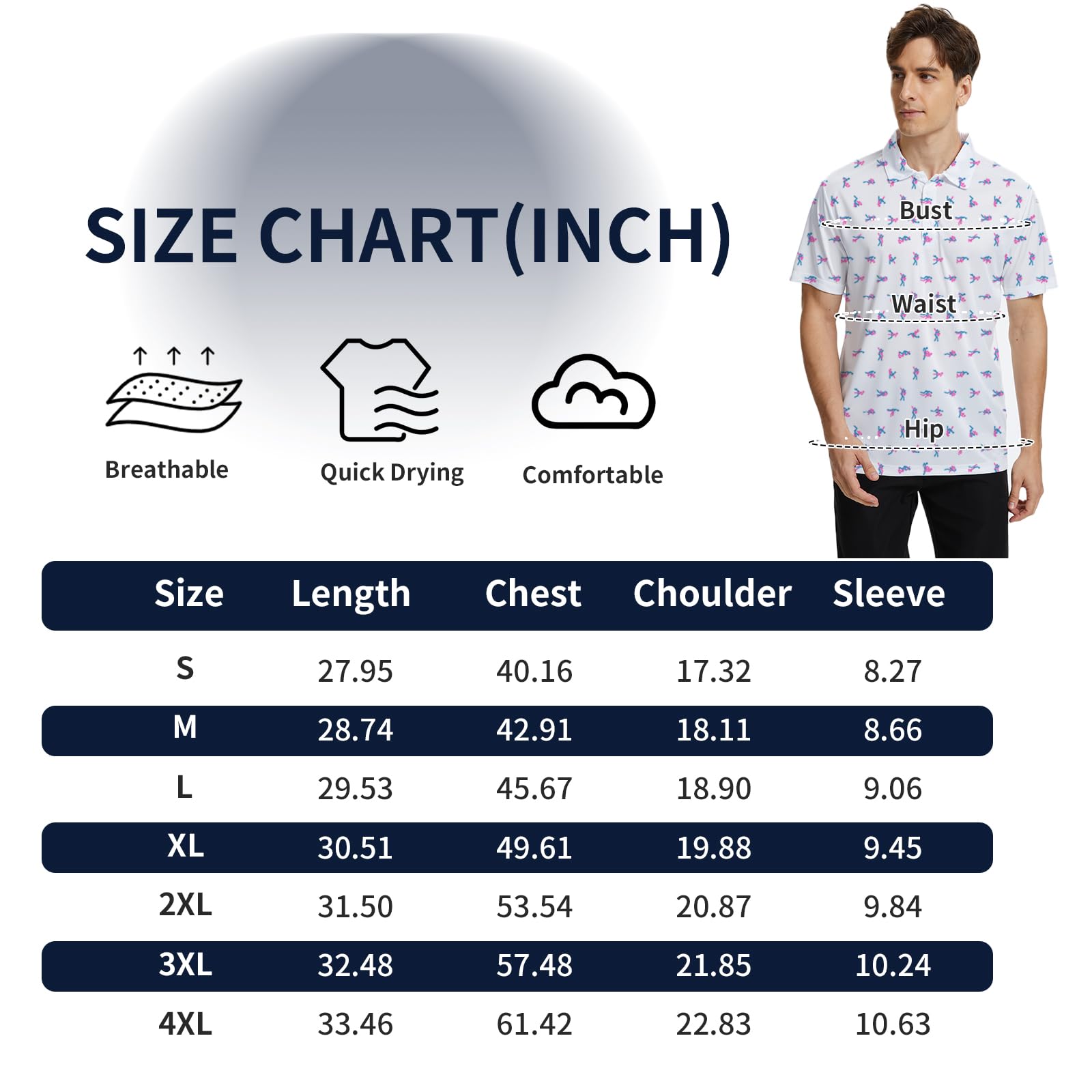 Camisas de golf con estampado divertido para hombre, ligeras, estilo hawaiano, estilo hawaiano, con tela elástica, para exteriores y deportes