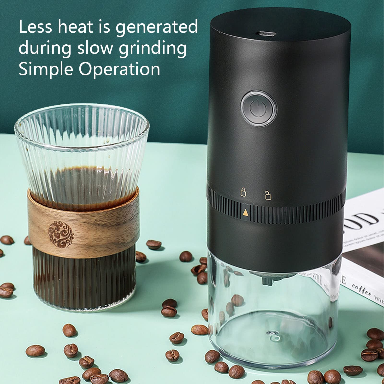 CERA+ Burr Moulin à Grains de café électrique, Petits moulins à café expresso professionnels pour un usage domestique de voyage,Doré