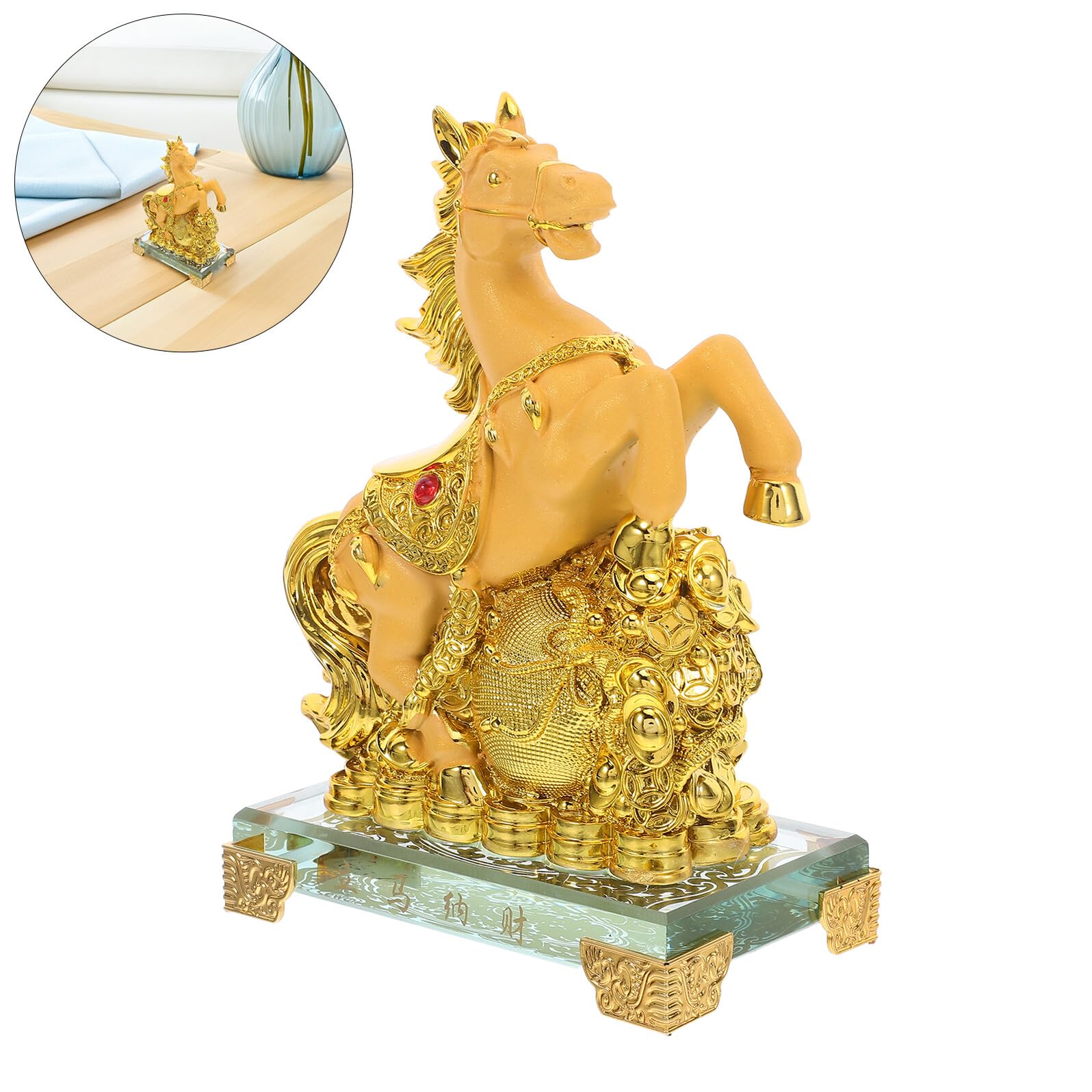 Generic Koń figurka zodiaku rok dekoracja na biurko szczęście statua ozdoba na deskę rozdzielczą samochodu Feng Shui figurka zwierzątko
