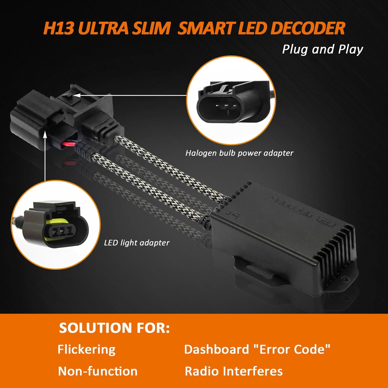 Bestview H13 9008 Canbus Decoder Kits Compatibility Anti Flickering Resistor Warning Canceler Pack of 2