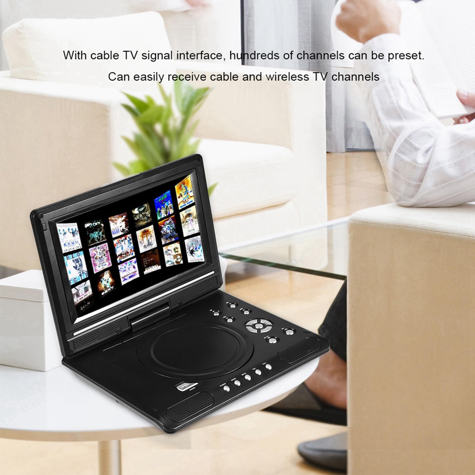 Lettore DVD portatile per bambini, Bewinner girevole da 9 pollici LCD portatile Widescreen Lettore video DVD, Intelligent Power Failure Funzione di memoria, rotazione di 270 gradi(EU)