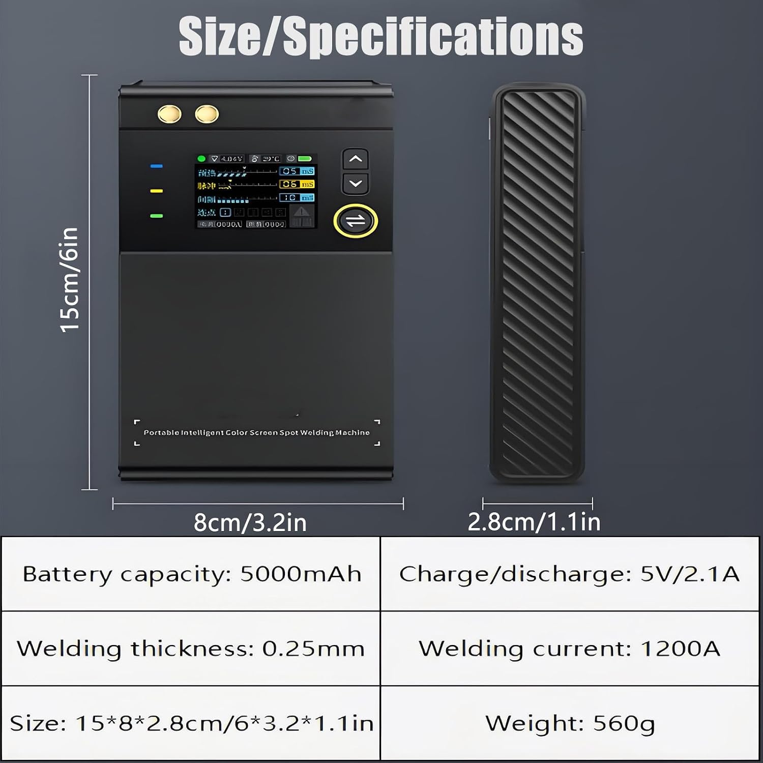 Portable Mini Spot Welder Machine with Dual Pulse & 4-Level Adjustable Power&5000mAh Battery | 0.1-0.25mm Nickel/Steel Welding | Spot Welding Equipment for DIY Battery Packs