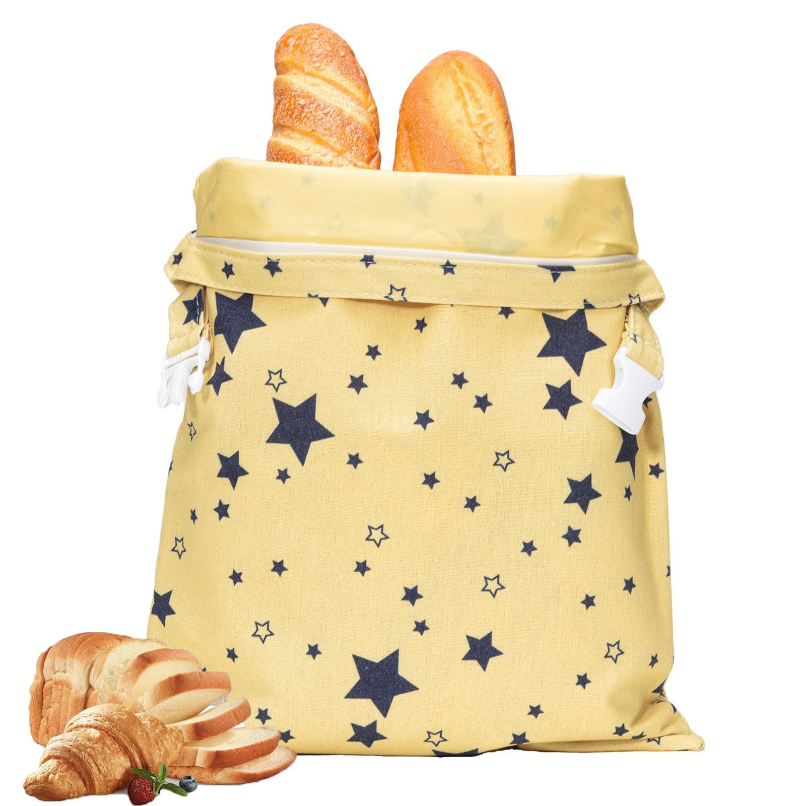 SQOYEI Homemade Linen Beeswax Bread Bag Refrigerated Fresh Keeping Sourdough Bread Bags Reusable Bread Storage Bags Portable for Schools