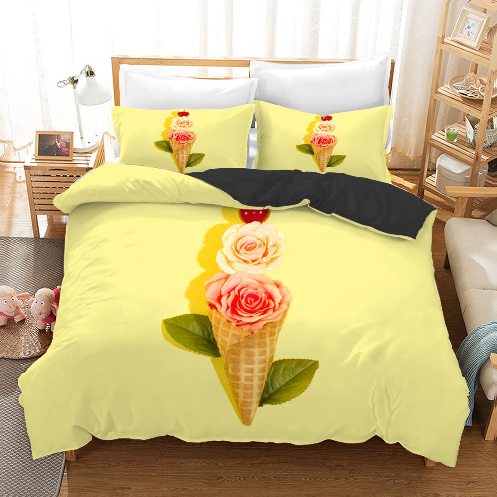 Housse de couette 160x200 jaune pour une chambre d'adolescente lumineuse