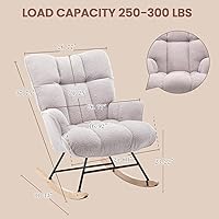 Vista 2 de Mecedora de Guardería Teddy Tapizada Silla Mecedora Deslizante Silla de Acento Mecedora Asiento Acolchado con Respaldo Alto Sillón Silla Lateral