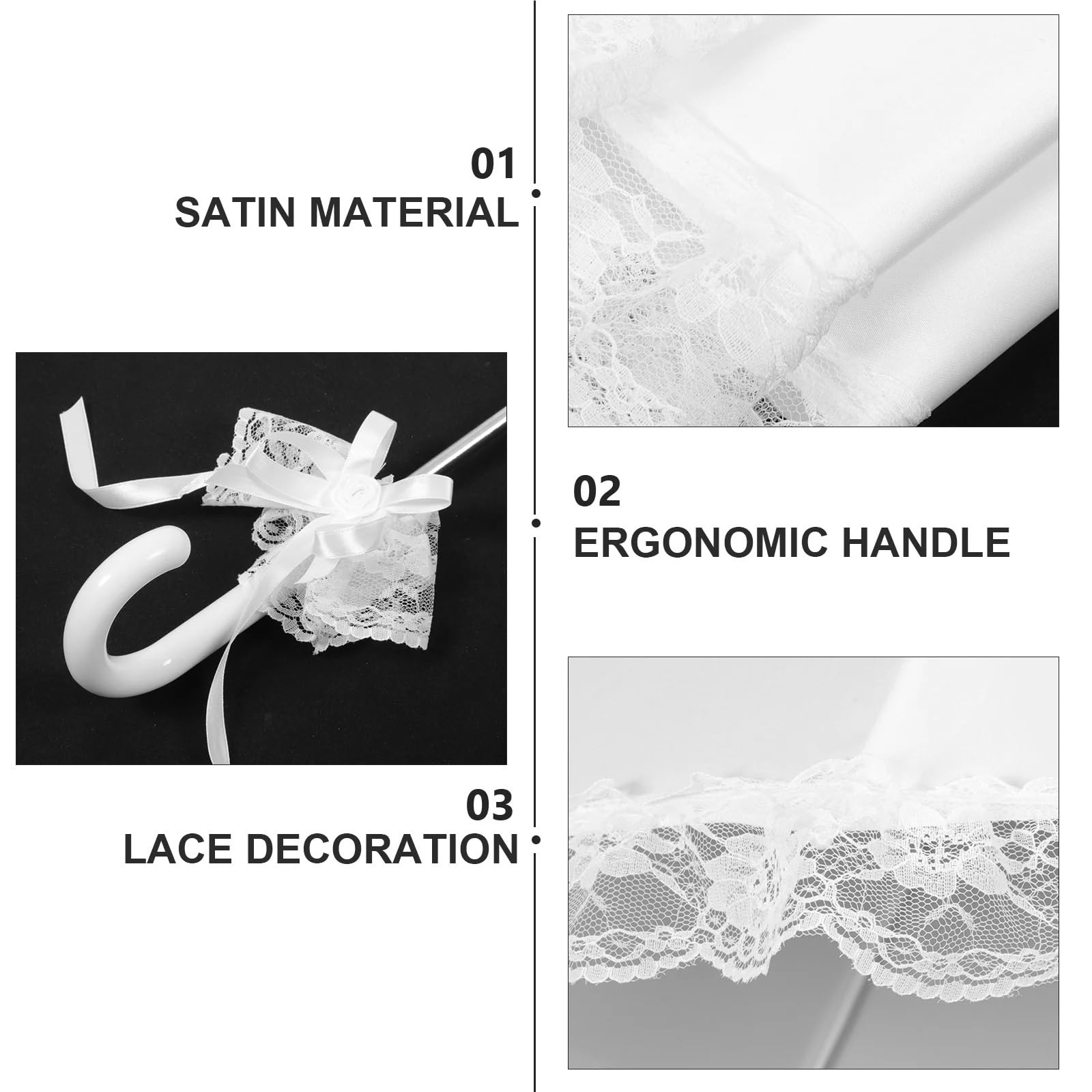 Parapluie Mariage Blanc Parapluie en dentelle, accessoire Photo, décor rétro for robe de mariée filles, parapluies blancs