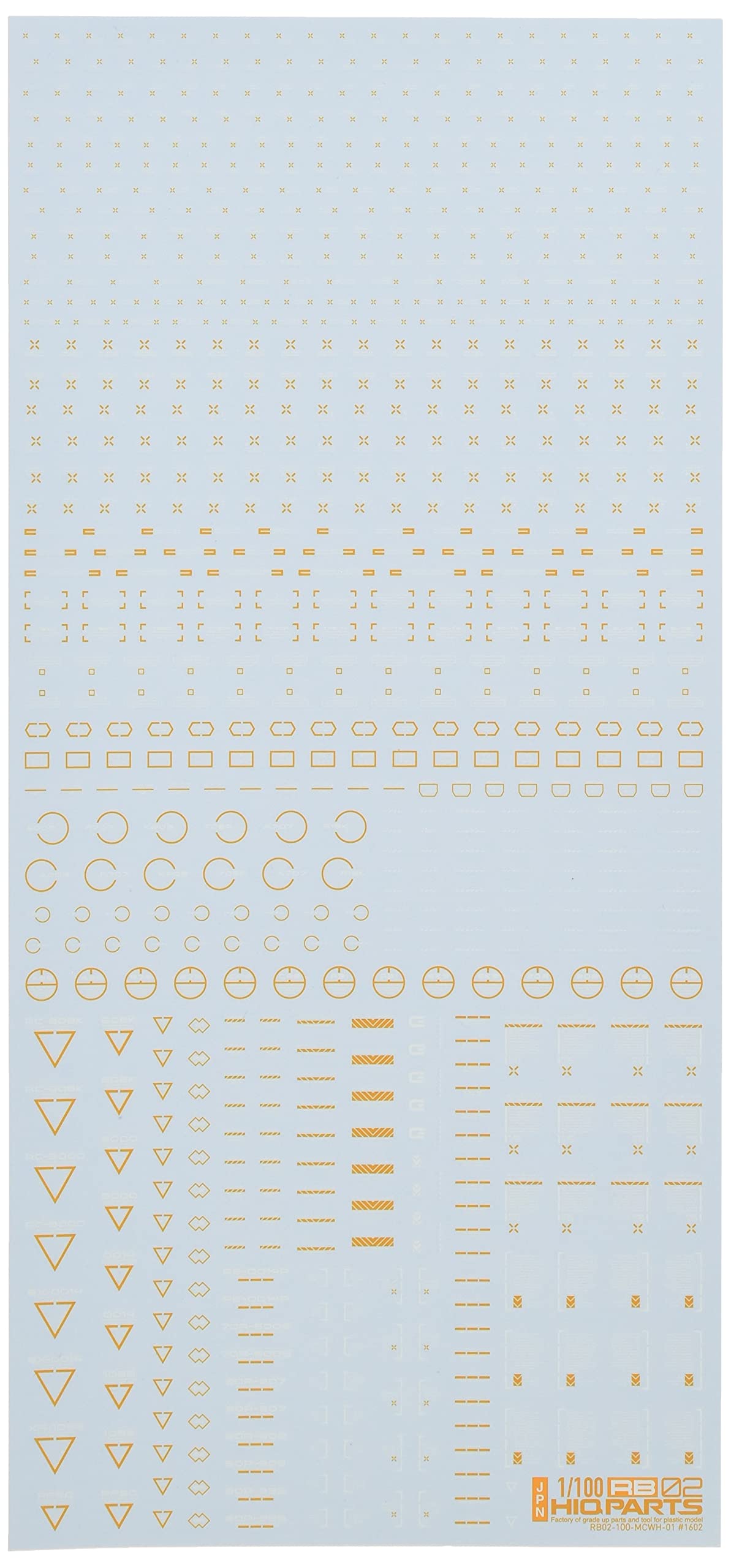 Planche RB02 caution decal 1/100 white & orange RB02-100WAO par HIQ parts