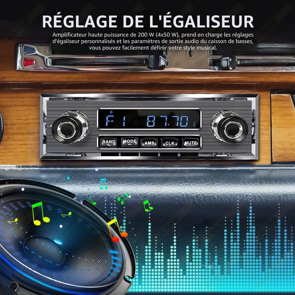 Autoradio 1 DIN, Lecteur MP3, stéréo Classique, rétro, Compatible FM, AUX, EQ, entrée USB, Bluetooth intégré au Tableau de Bord for Benz