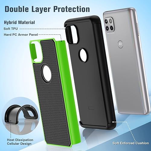 Miniatura 3 de BNIUT Funda para Motorola One 5G Ace (One 5G UW Ace) funda protectora de doble capa resistente para teléfono celular, a prueba de golpes, con