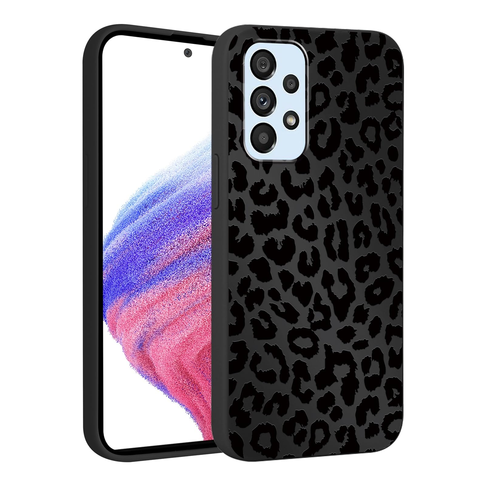 lioscre Cute Cheetah Print Phone Case for Samsung Galaxy A53 5G 6.5", Aesthetic Coquette Black Leopard Pattern Design Case Soft Slim Shockproof TPU