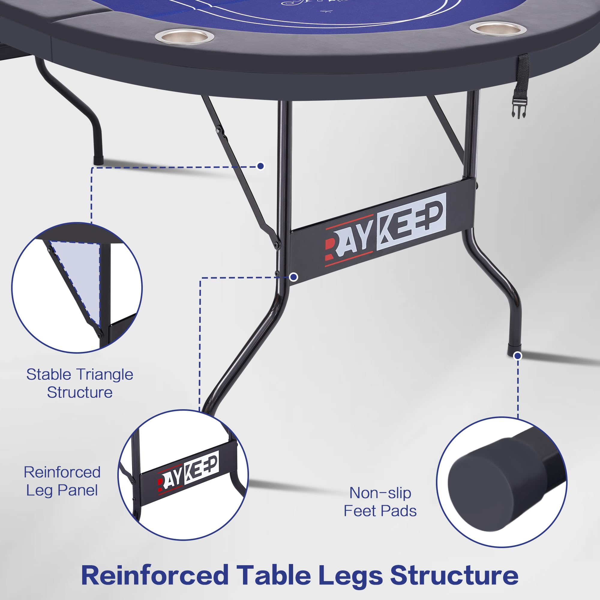 Condition photo showing New/Like New for 10 Player Poker Table Foldable, 84" Folding Blackjack Texas Holdem Table, Portable Casino Leisure Card Board Game Table with Cup Holders and Padded Rails for Game Room (Black)