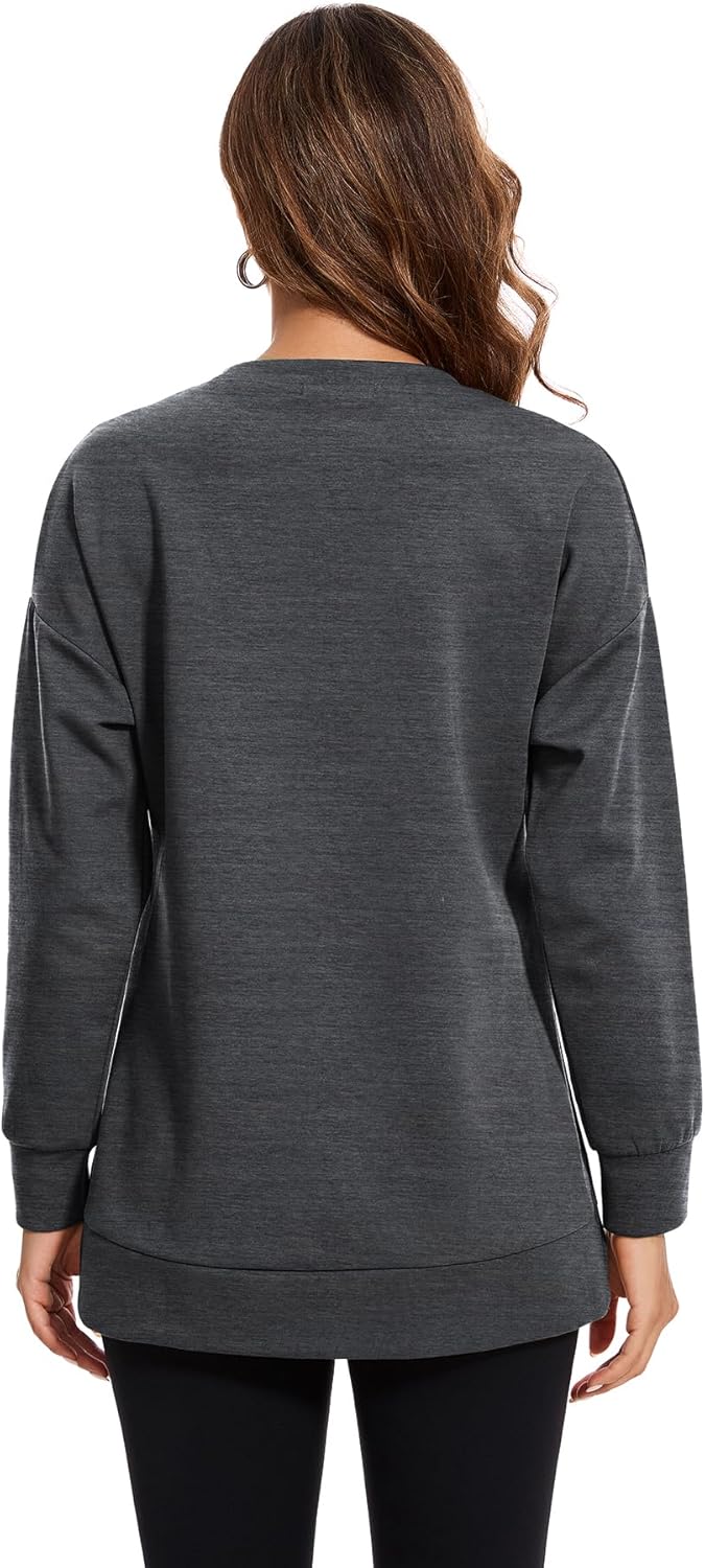 Smallshow Women's Nursing Tops Sweatshirt Long Sleeve Side Split Breastfeeding Shirt - Image 4