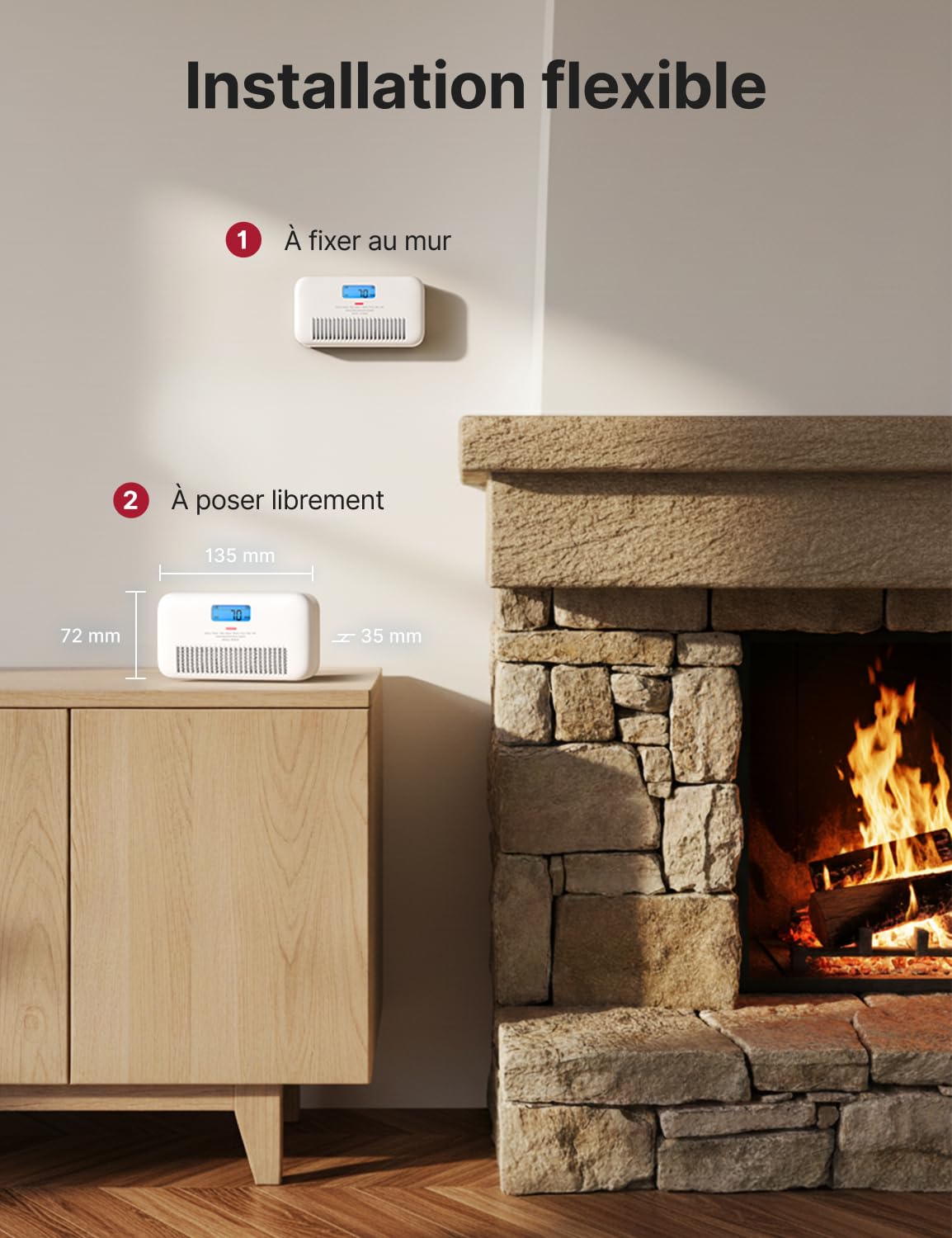X-Sense Détecteur de Monoxyde de Carbone Connecté avec Alertes Vocales Français, Détecteur de CO avec Moniteur de Température et d'Humidité, Batterie Remplaçable, Niveau de Pic CO Historique, XC0M-iR