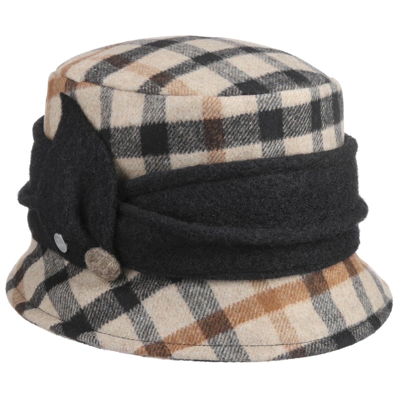 Lierys Women's Beige Yalea Check Wool Hat By