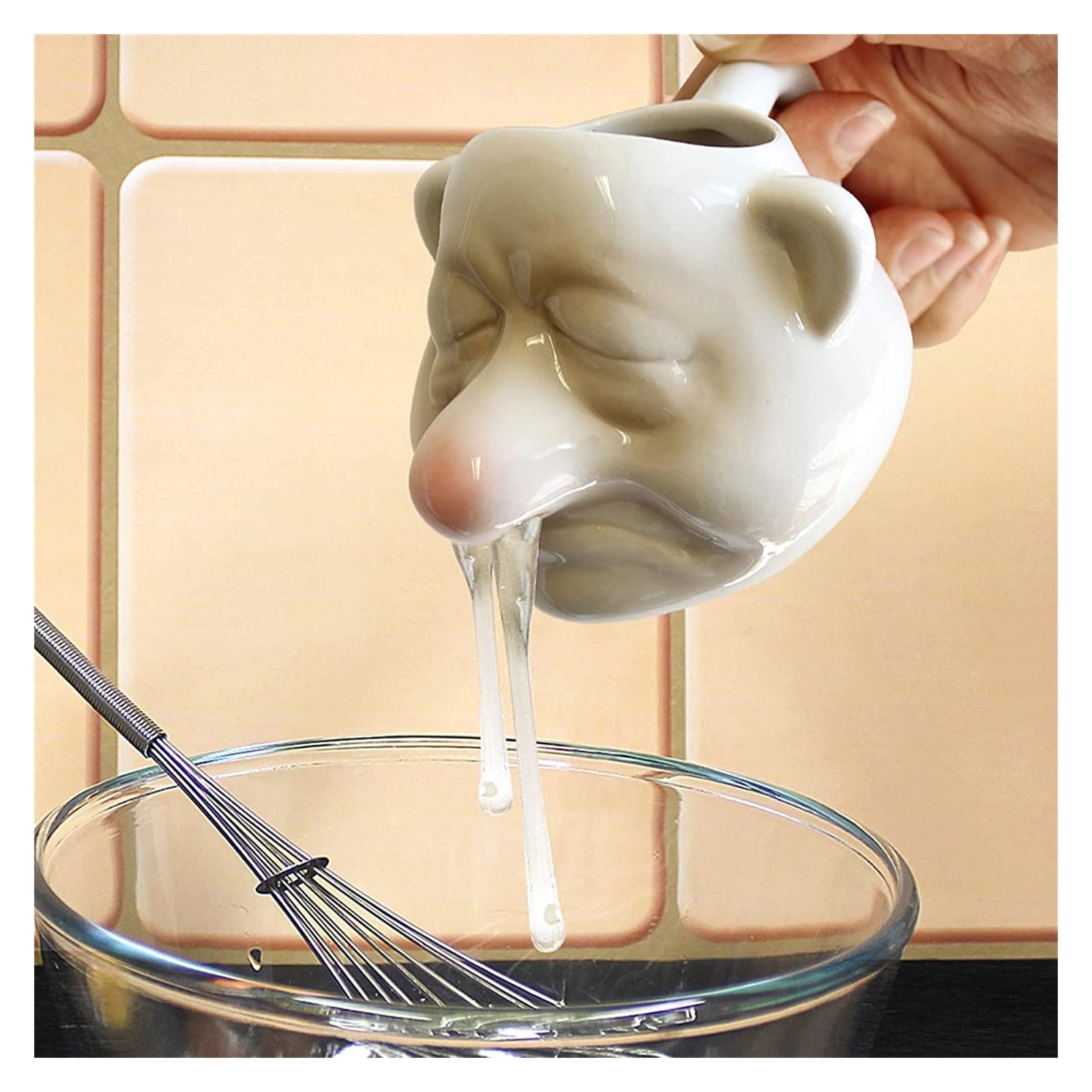 WEIZIWF Funny Egg Separator Tool,Cute Ceramic Snot Nose Egg