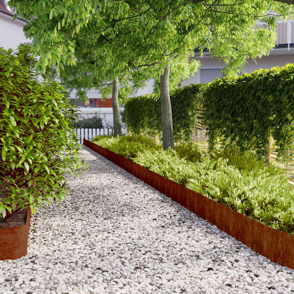 vidaXL Bordure per Prato 10 pz 20x103 cm Flessibili in Acciaio Corten, Bordi per Giardini, Bordi per aiuole da Giardino, Bordi per paesaggi