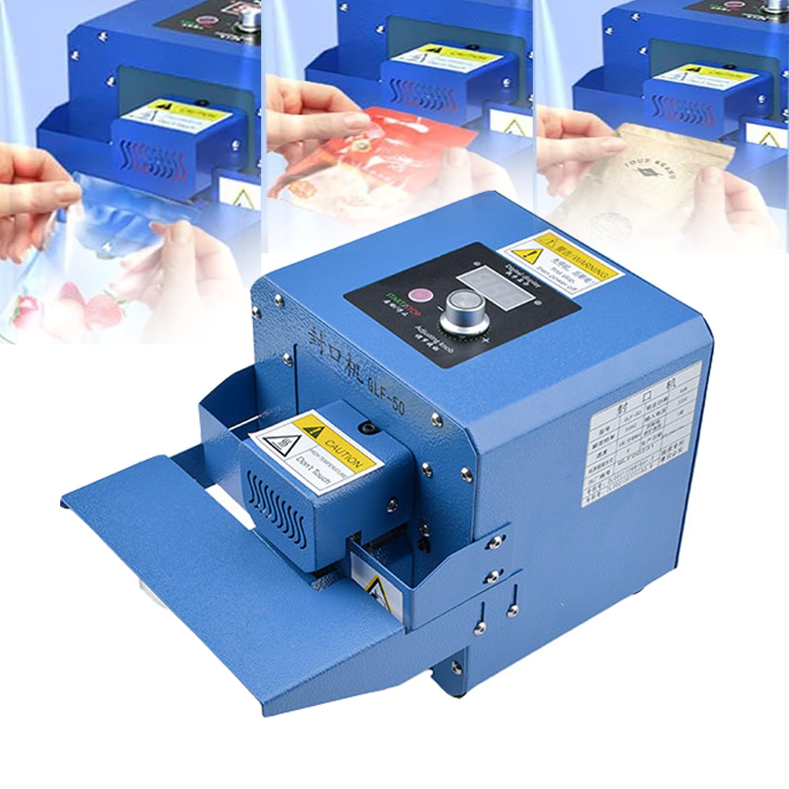 IUokLU Automatic Plastic Sealing Machine,Heat Sealer Machine,Continuous Roller Sealer Temperature Control,Bag Sealer For Cookies,Small Shops