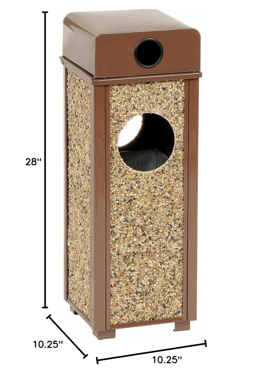 Global Industrial Stone Panel Trash Weather Urn, 10-1/4" Square X 28" H, Brown