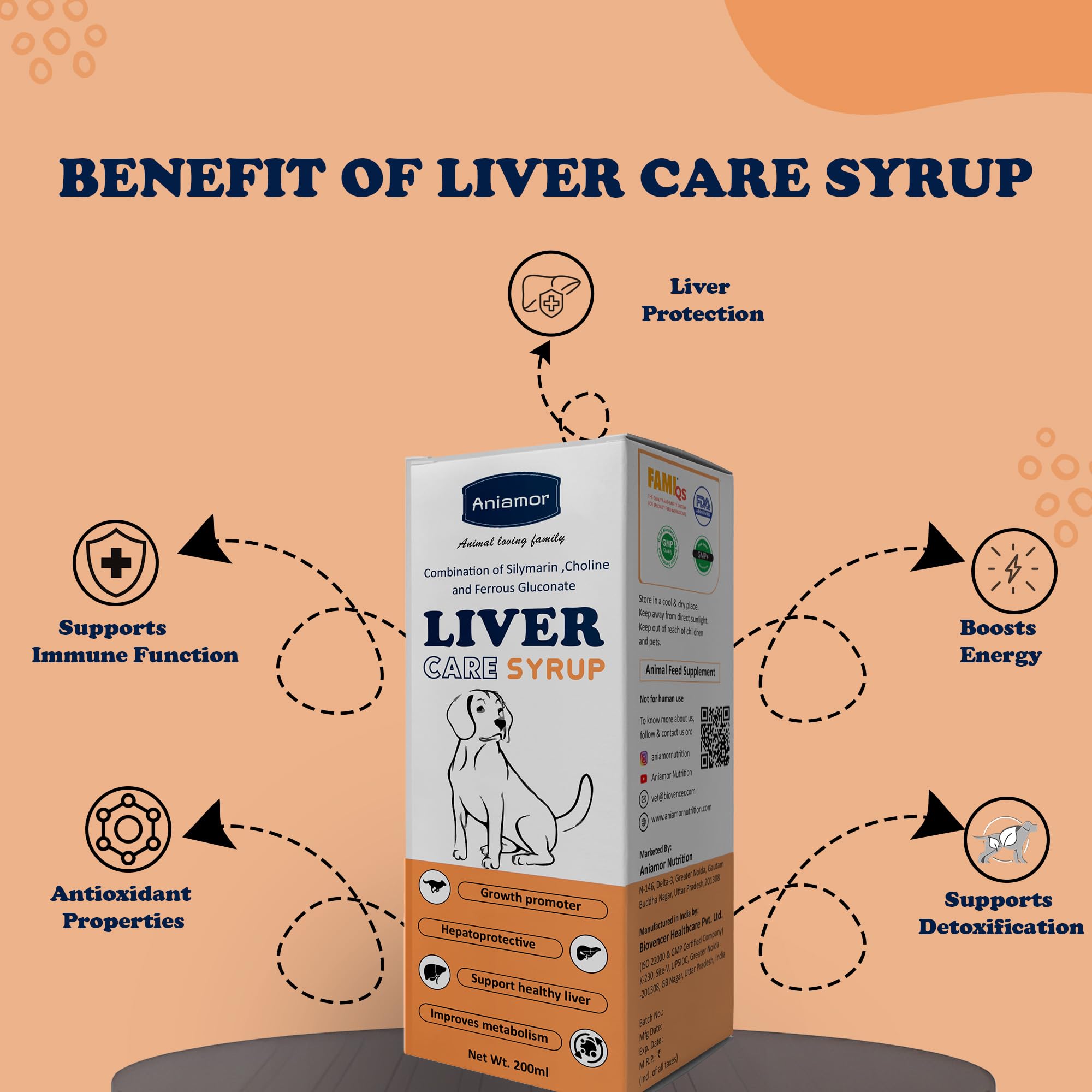 Aniamor Liver Care Syrup for Dogs and Cats | Helps in Liver detoxification | Dogs and Cats Supplements | for All Life Stages | Chicken Flavour | 200ml 2
