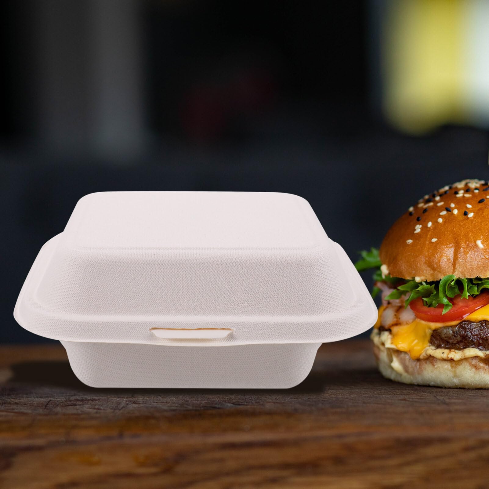 Kichvoe 50pezzi Scatole Per Hamburger in Cellulosa Contenitori Per Cibo Da Asporto Scatole Usa e Getta Per Panini Torte e Snack Per Picnic Feste e Uso in Negozio