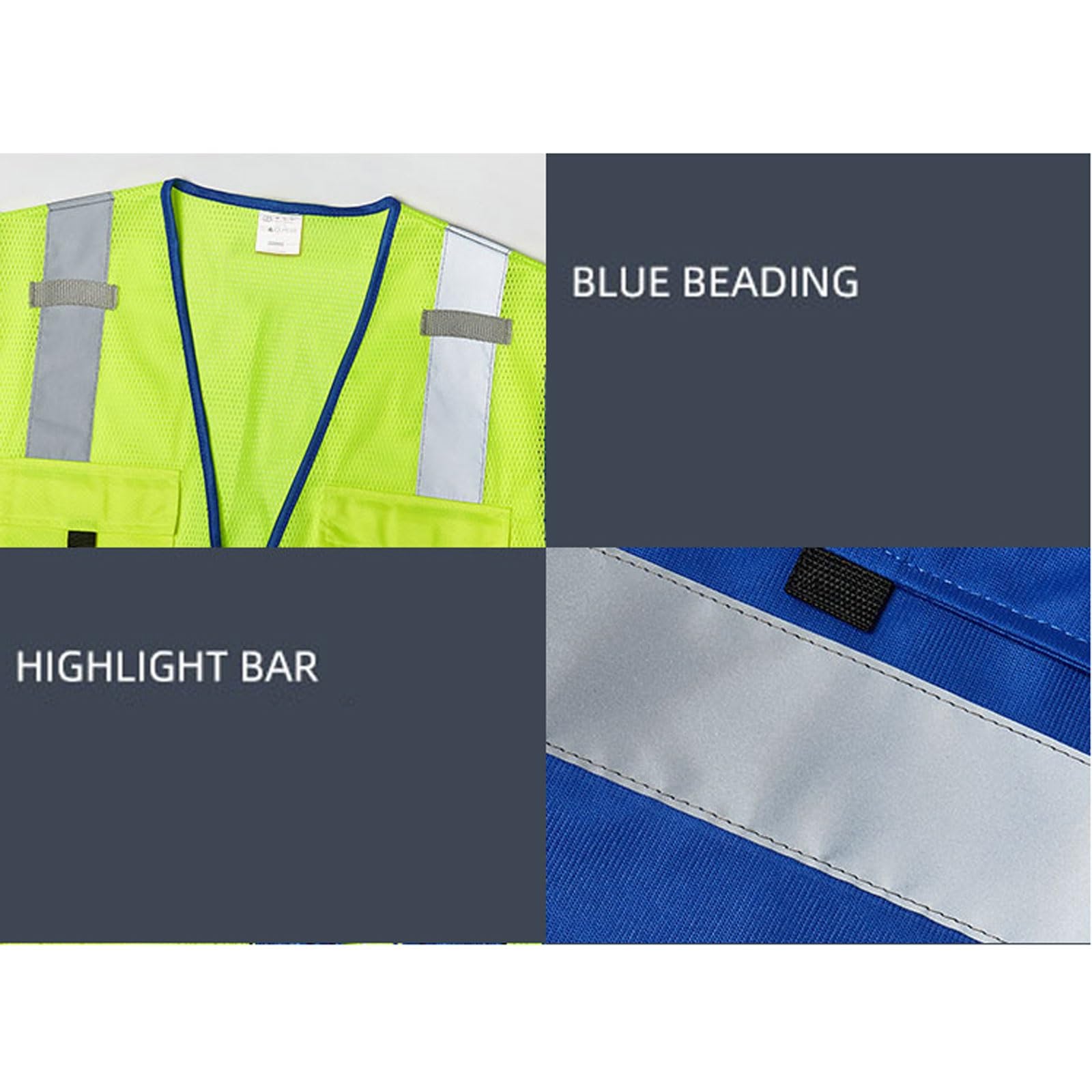 Chaleco de seguridad de alta visibilidad for hombre, con múltiples bolsillos y cremallera, ideal for uniformes de construcción e ingeniería, con equipo reflectante. chaleco reflectante