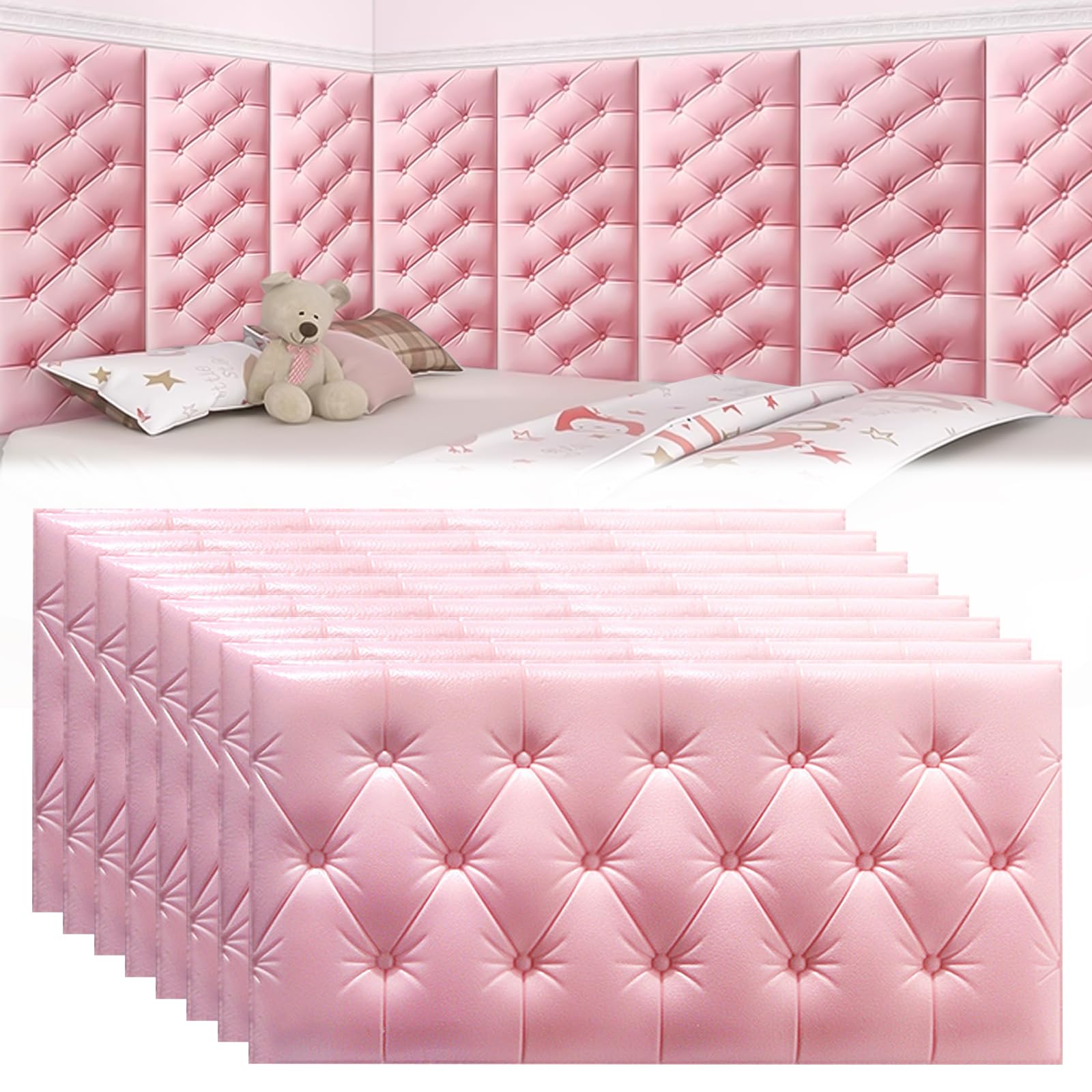 Panneaux muraux rembourrés pour créer un coin lecture cocooning rose