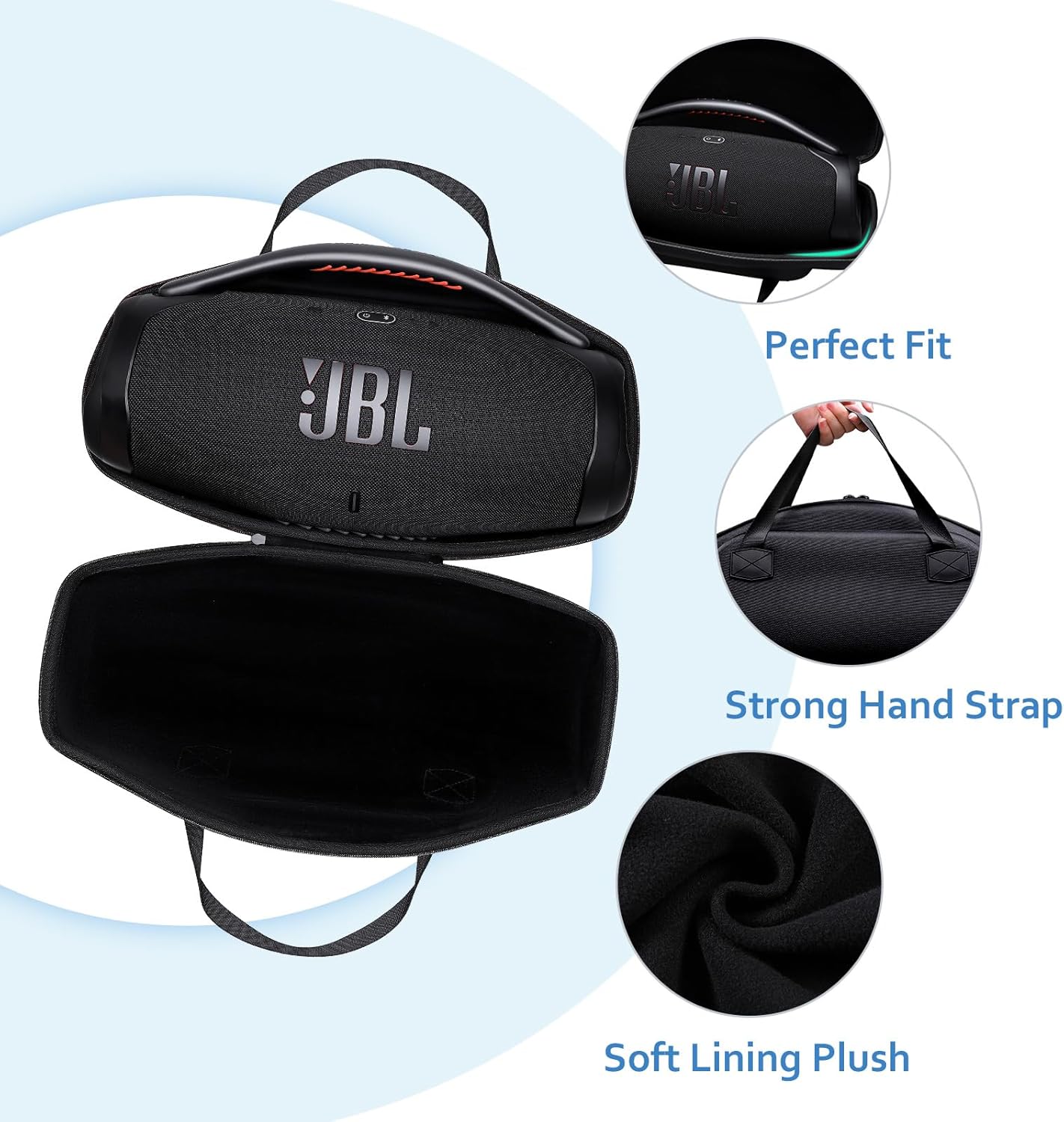 xanad hard case compatible with jbl boombox 3 portable bluetooth speaker - travel protective carrying storage case bag
