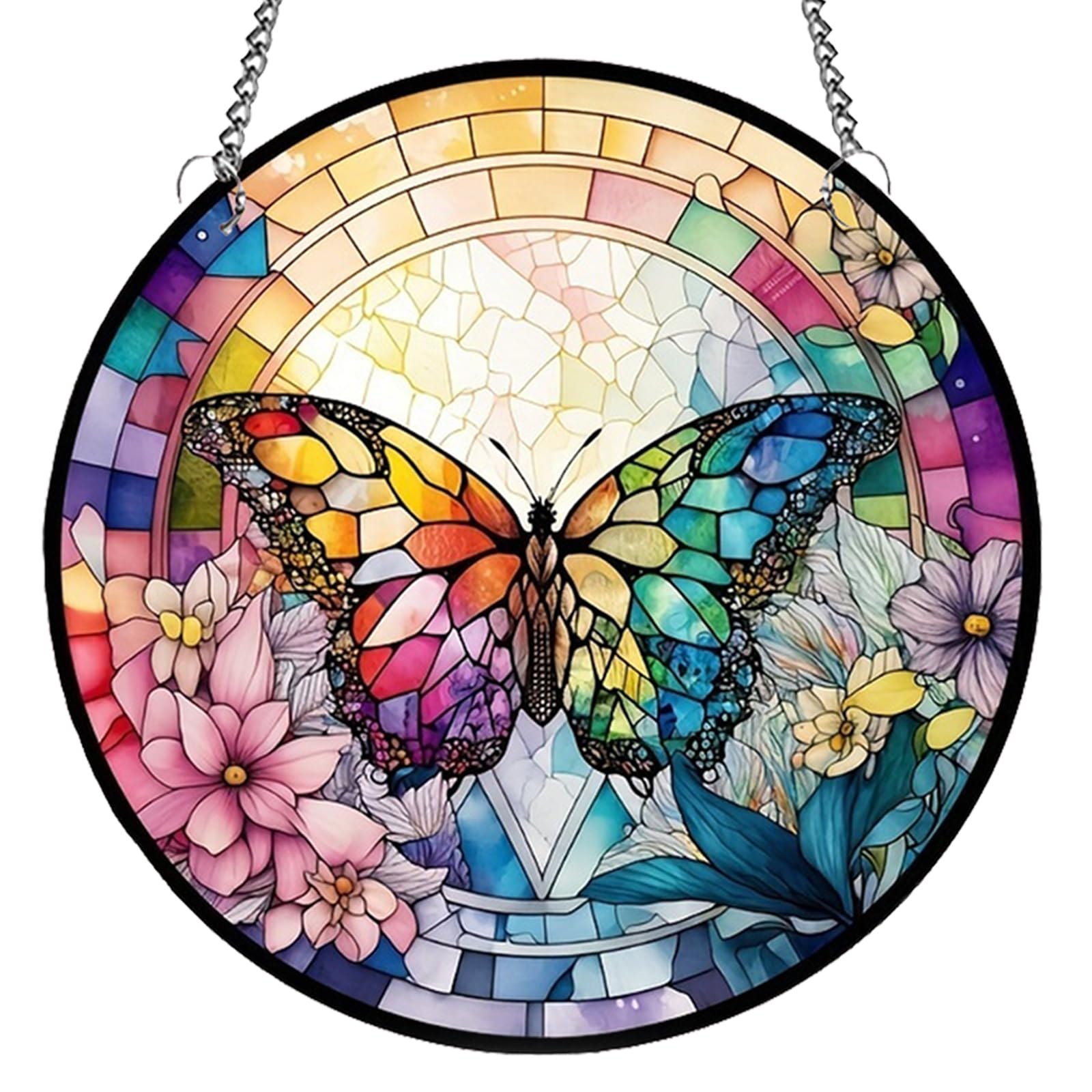 MATIHAY Fantasy Rainbow Butterfly Acrylic Window Hangings, Boho Butterfly Wall Decor, Decoration for Home Garden Christmas Party Wedding