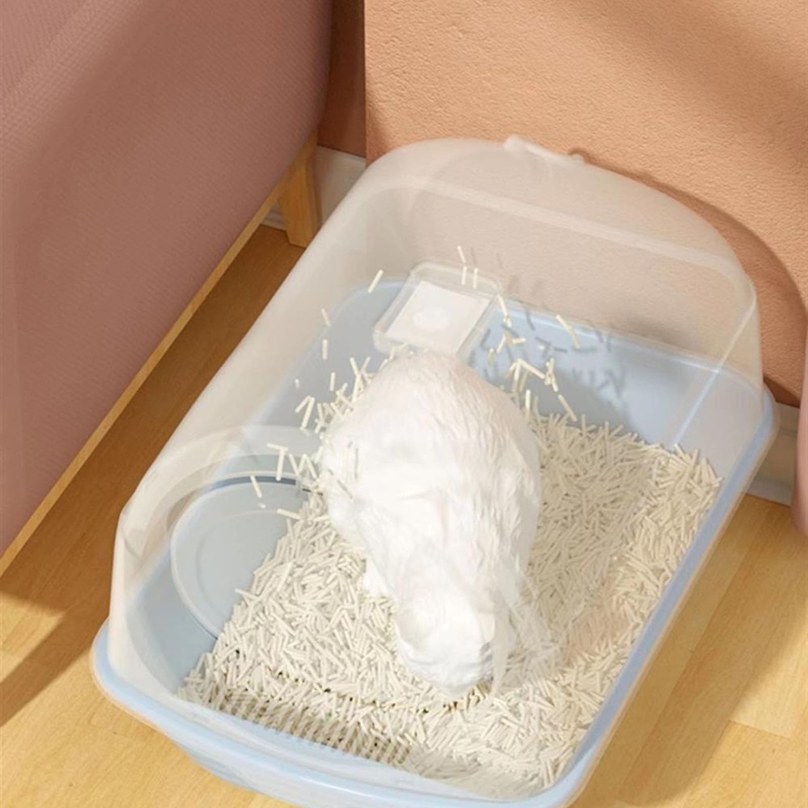 Exclusivo para Gatos y Perros Bandeja de Arena semicerrada con Pala Extragrande a Prueba Salpicaduras Tapa Productos for Mascotas Fácil Limpiar Desmontable para Interiores(Red)