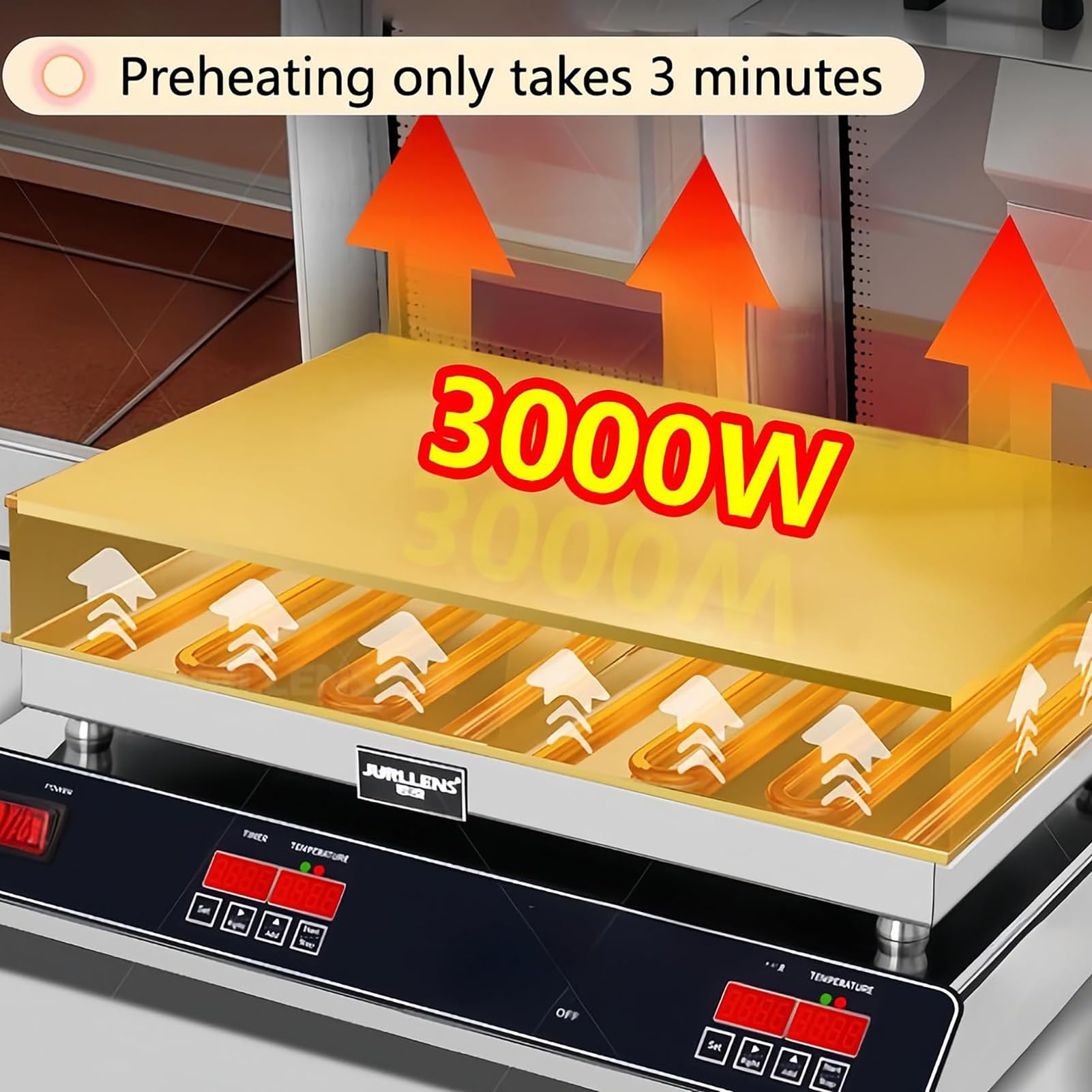 1300 W/2600 W komercyjna maszyna do naleśników sufletowych, elektryczna naleśnikarka z powłoką nieprzywierającą, stal nierdzewna ze szklaną klapką, holenderski naleśnikarka(Single head)