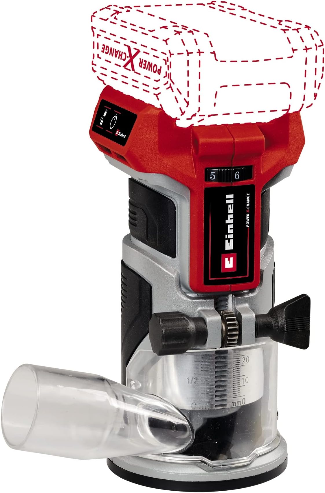 Power X-Change 18V Cordless Palm Router Tool - Brushless Motor, 40mm Stroke Height, Fine Depth Adjustment - TP-ET 18 Li BL Hand Router Woodworking - Battery and Charger Not Included