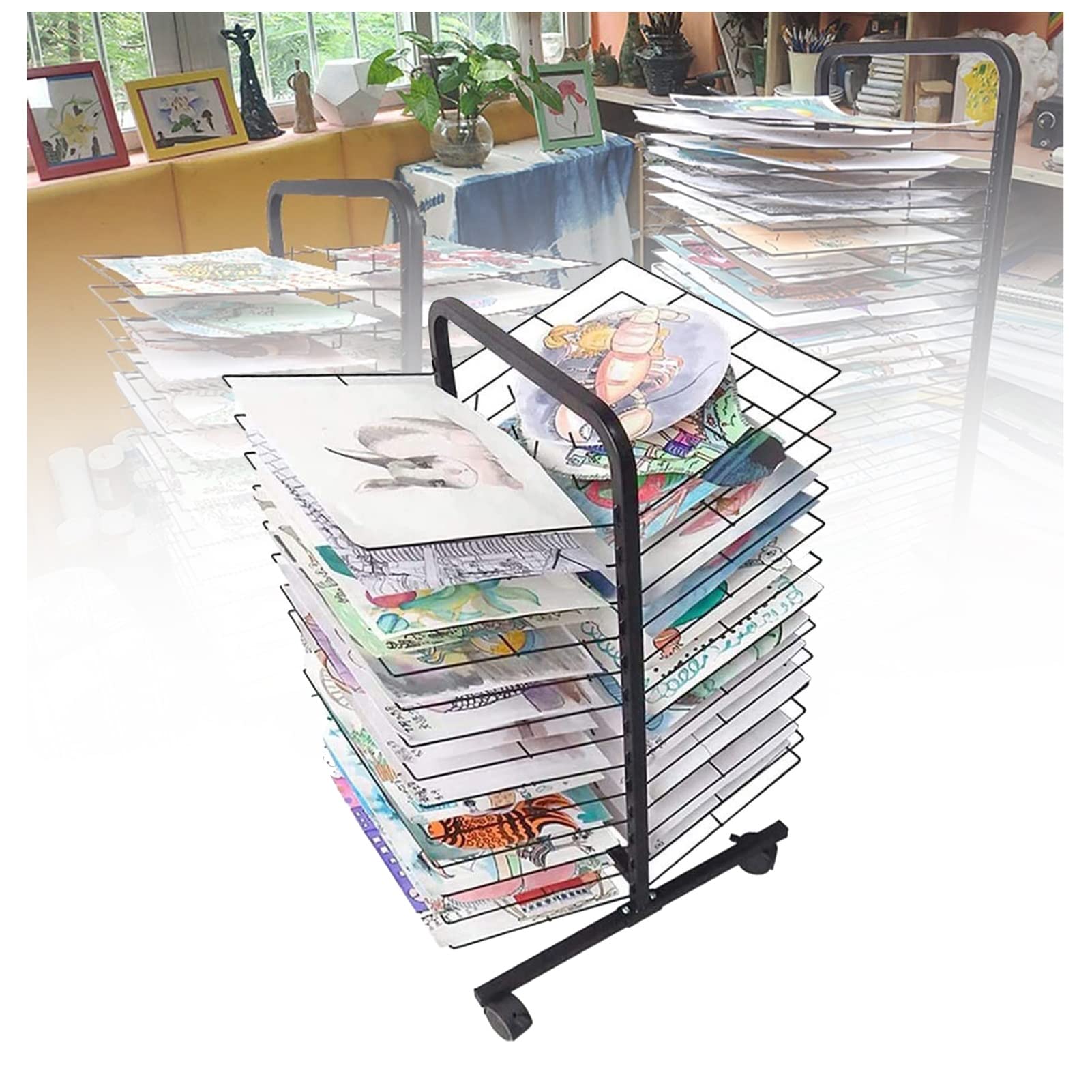 Aioneer 26Layers Art Drying Rack,Drying Rack for Painting,Suitable for Home or Classroom Use,Protect Artwork When Drying Suitable for A3/K8 Magazine