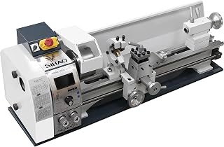 1200W Mini Metalldrehmaschine 220X750MM Mini-Tisch-Metalldrehmaschine Metallgetriebe,mit Werkzeughalter und Mittelhalter,Geschwindigkeitsanzeige,Variable Drehzahl 0-3000rpm