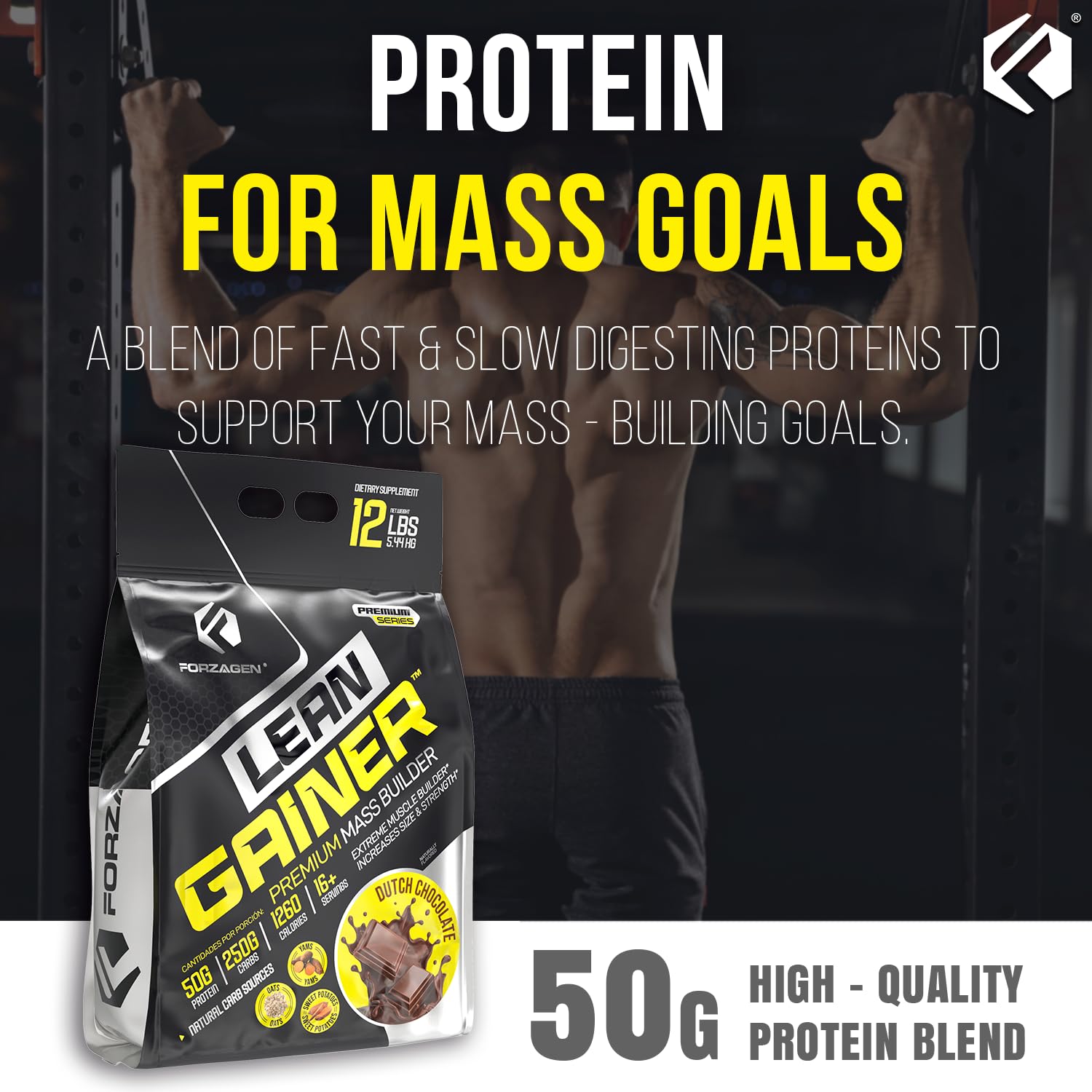 Forzagen Lean Gainer Premium Mass Builder | Mass Gainer Protein Powder for Men & Women | High Calorie Protein, Weight Gain, Bulk, Muscle Building Supplement | Dutch Chocolate, 12 lbs. (16+ Servings) — Amazon image 6