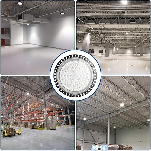 Miniatura 7 de Viugreum Luz LED UFO de 200 W, 20000LM 6500K luz diurna blanca LED para taller, IP65 impermeable almacén comercial garaje fábrica granero