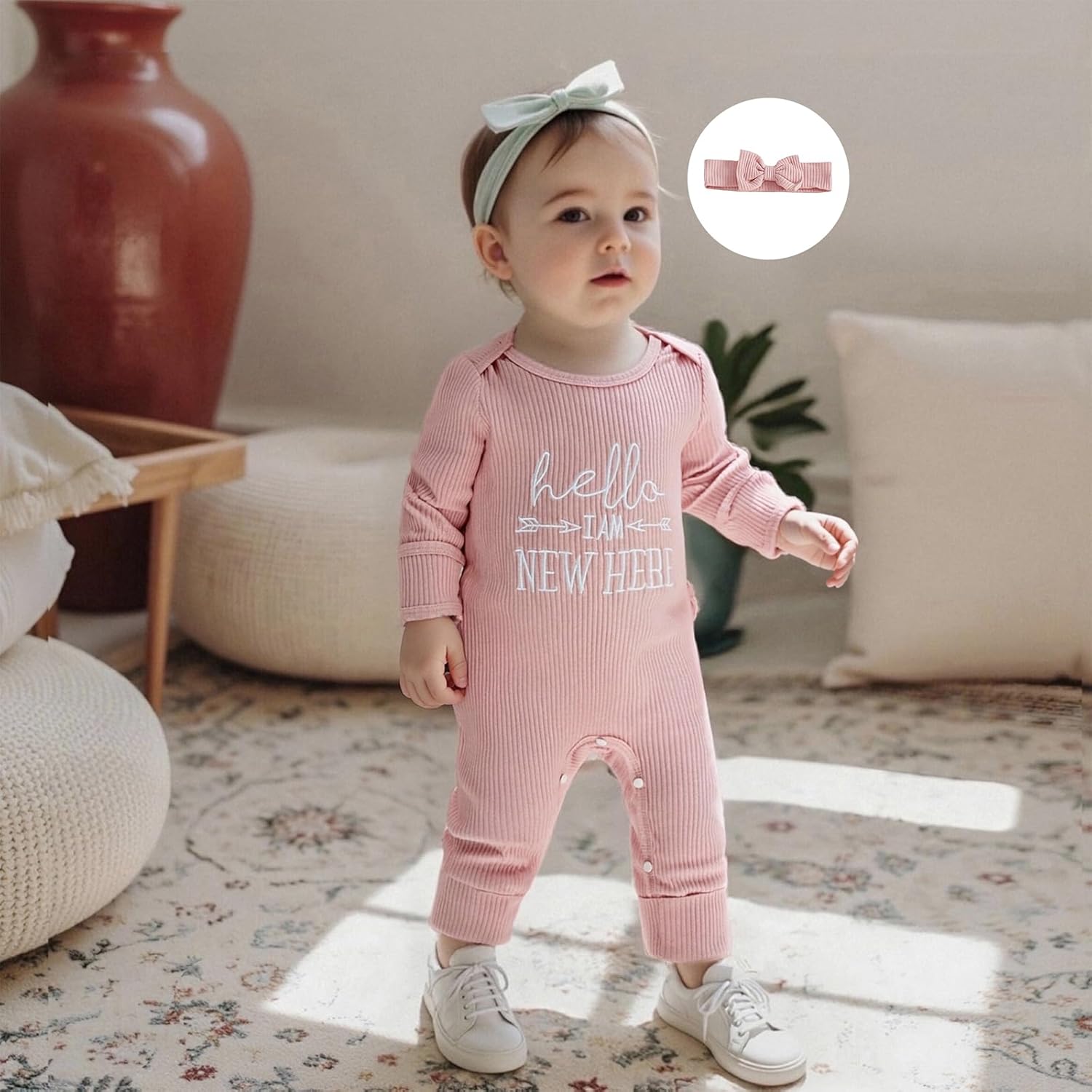 Newborn Baby Girl Winter Clothes Ruffle Ribbed Knit Romper One Piece Long Sleeve Jumpsuit Cute Coming Home Outfit - Image 6