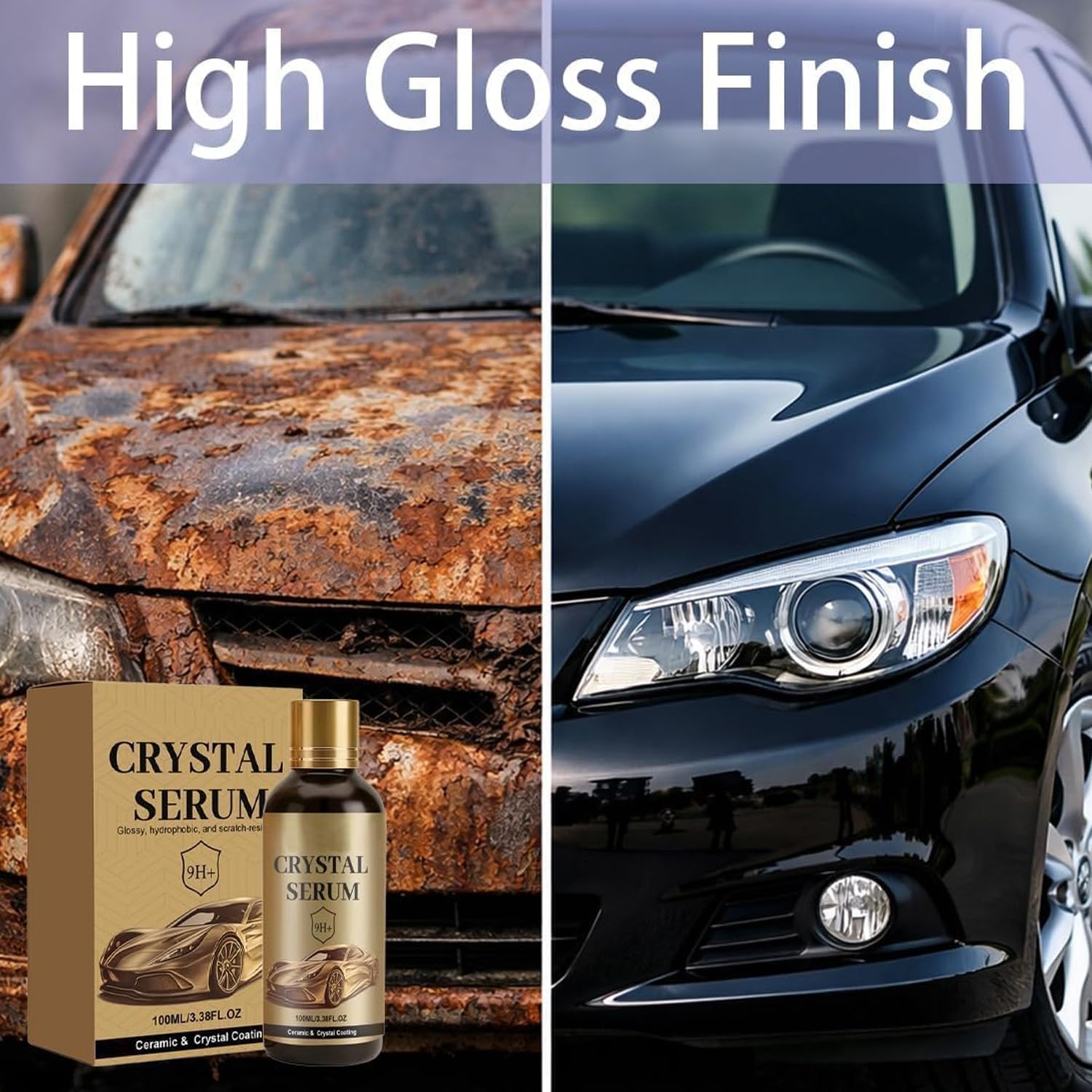 PTZ Crystal Serum, 100ML Advanced Graphene Crystal Serum Ceramic Coatings for Cars, 9H Graphene Coating, Coatings for Auto Car Paint Protection, Long-Lasting Shine Gloss Hydrophobicty