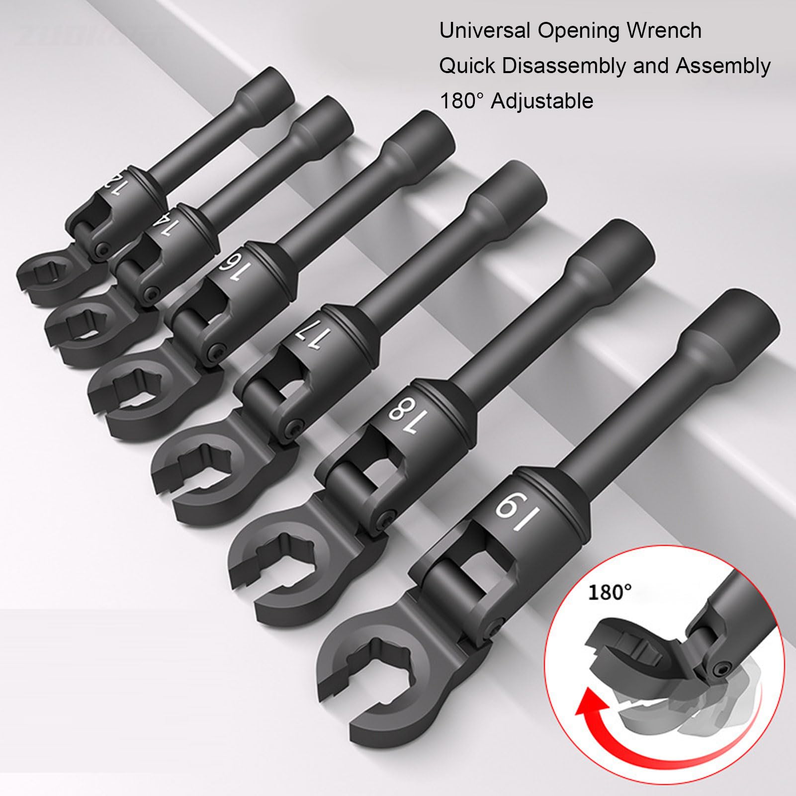 Juego de Llaves de Tubo de con Cabeza Flexible Fácil Manejo en Espacios Reducidos Llave de Tubo de de Duradera Apertura de Vaso de 6 Puntos para Aficionados Al Bricolaje en Automoción Juego