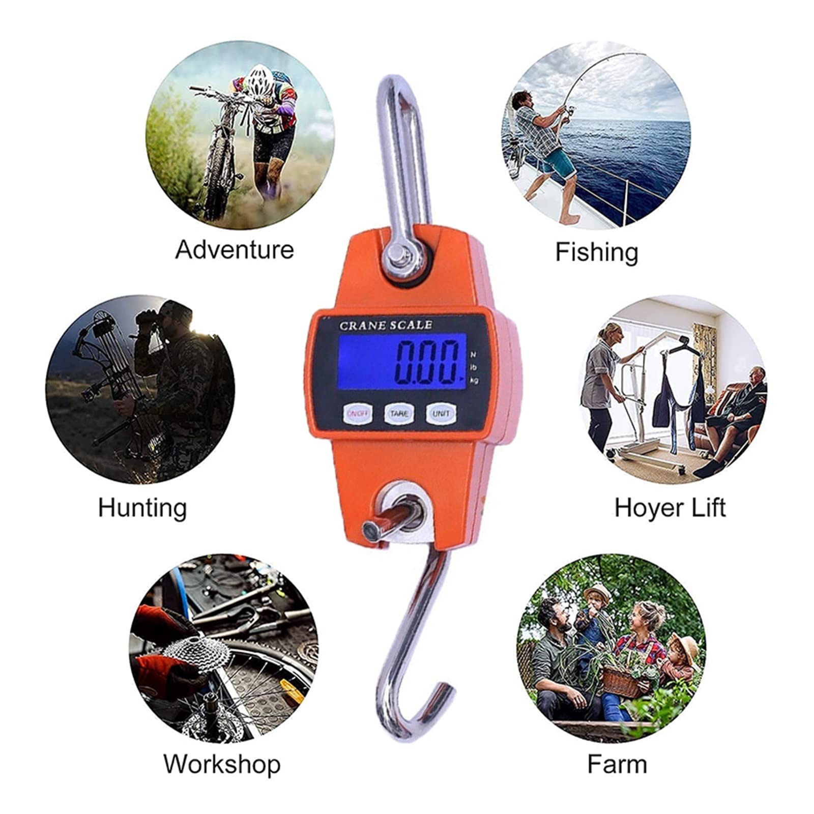 Cyfrowa waga dźwigowa, Waga dźwigowa 300kg Heavy Duty Hanging Hook Scales Przenośny cyfrowy hak ze stali nierdzewnej Mini LCD Cyfrowa waga wisząca(0-300kg)