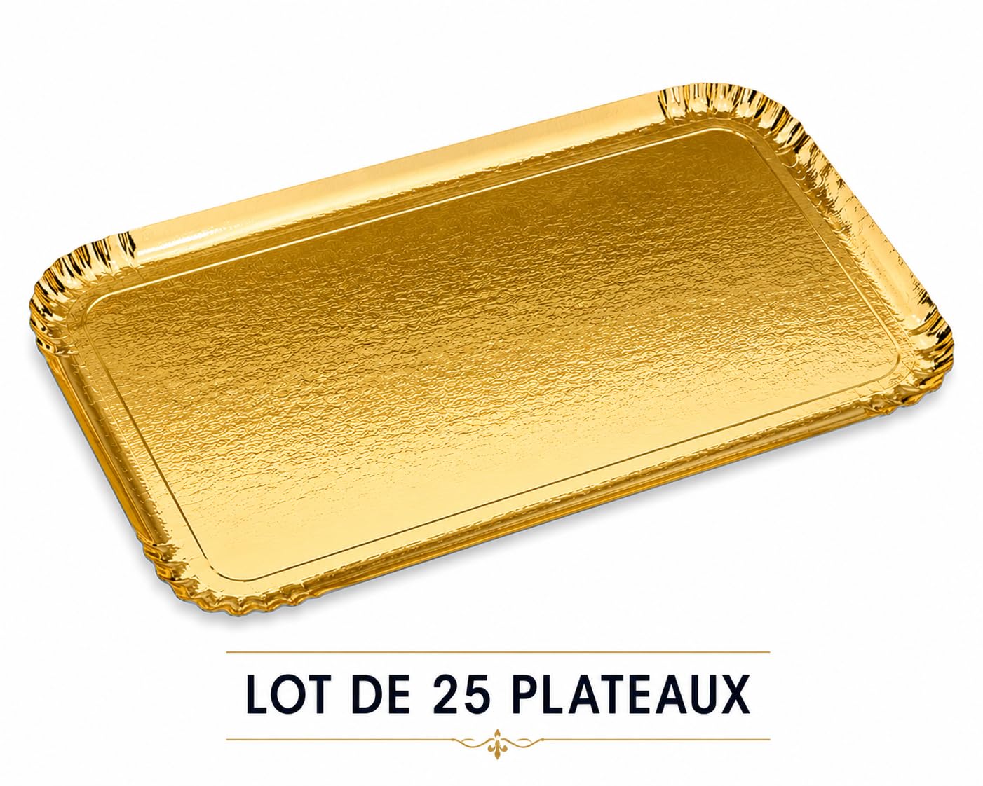 25 Plateaux Traiteur Or 32X42- Contact Alimentaire, biodégradable, réutilisable.