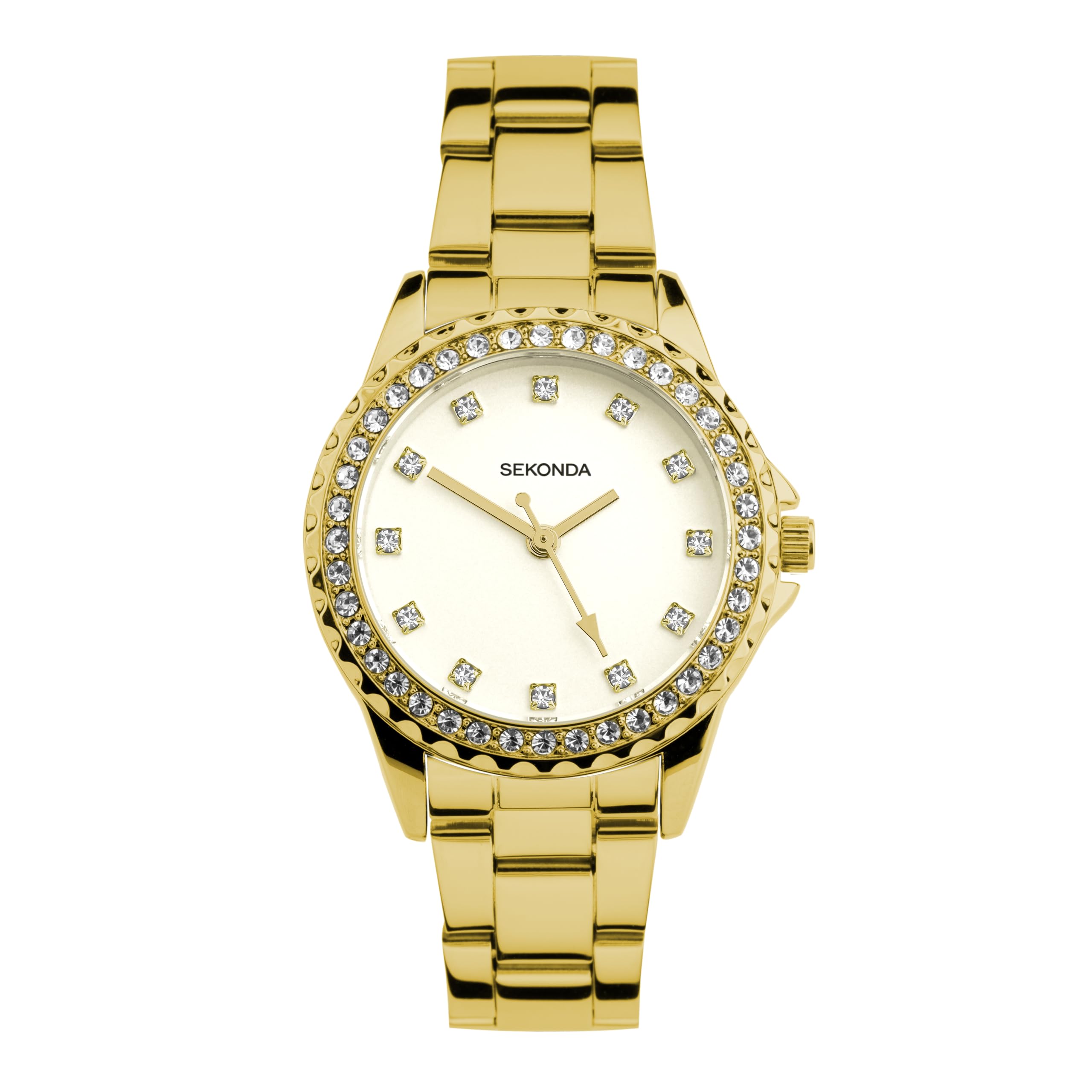 Sekonda Day to Night Ladies 34mm Elizabeth Watch in Gold with Gold Alloy Bracelet & Silver Dial