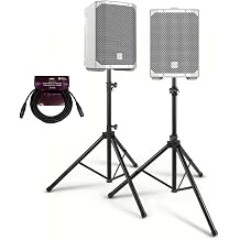 Electro-Voice EVERSE 8 8-Inch 2-Way Battery Powered Loudspeaker White Bundle with Focus Pro Audio All-Aluminum Speaker Stand Pack and 25-Feet XLR Male to Female Microphone Cable 4 Items