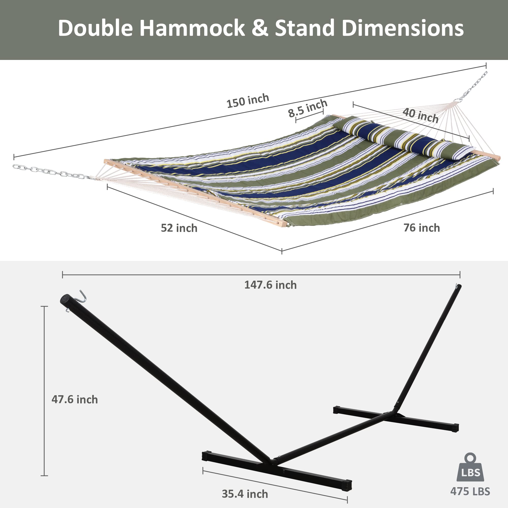 さくら機電SUNCREAT Outdoor Double Hammock Cotton Stand, Circle Hammock with